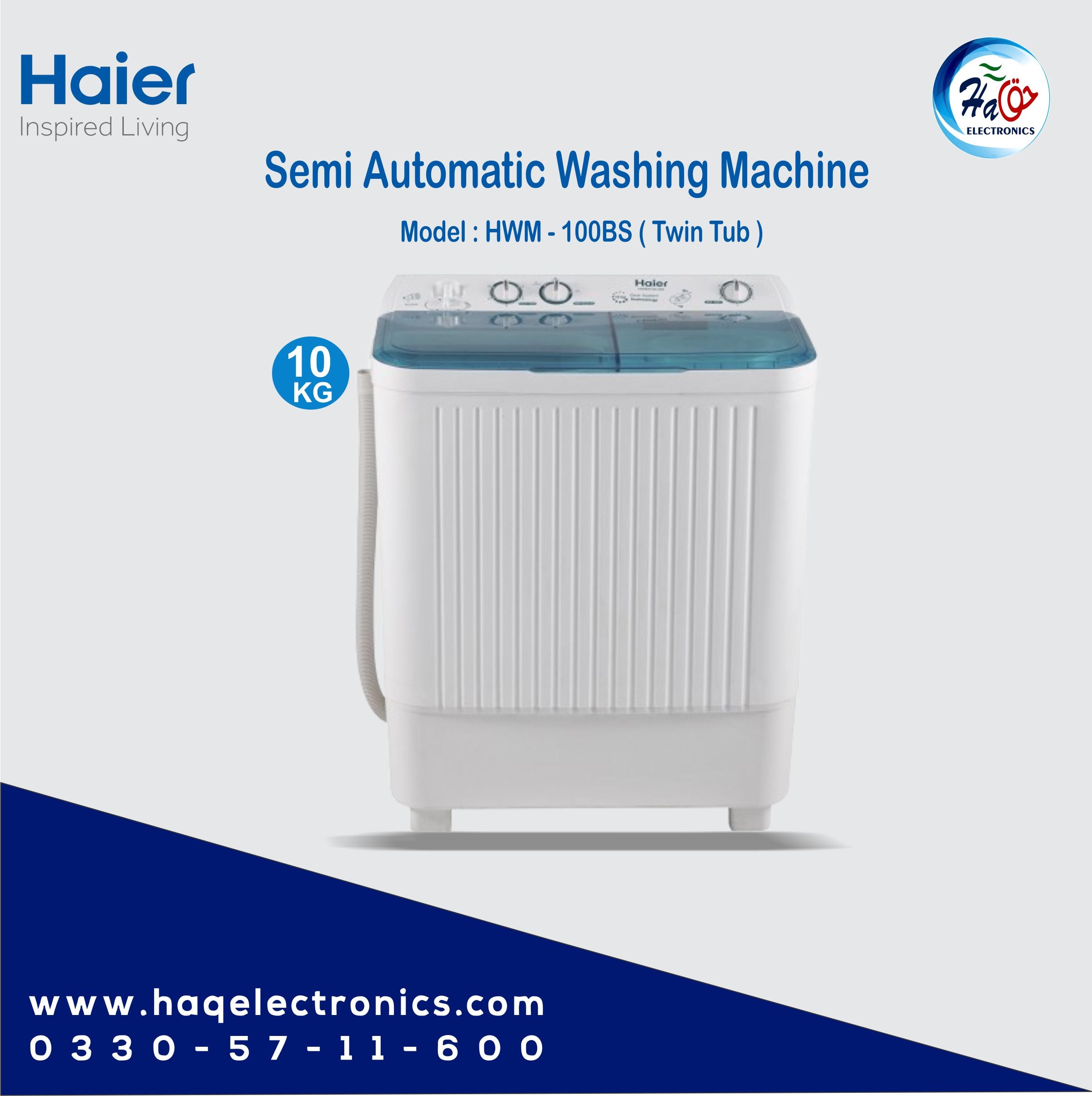 Haier Semi Automatic Washing Machine HWM-100BS