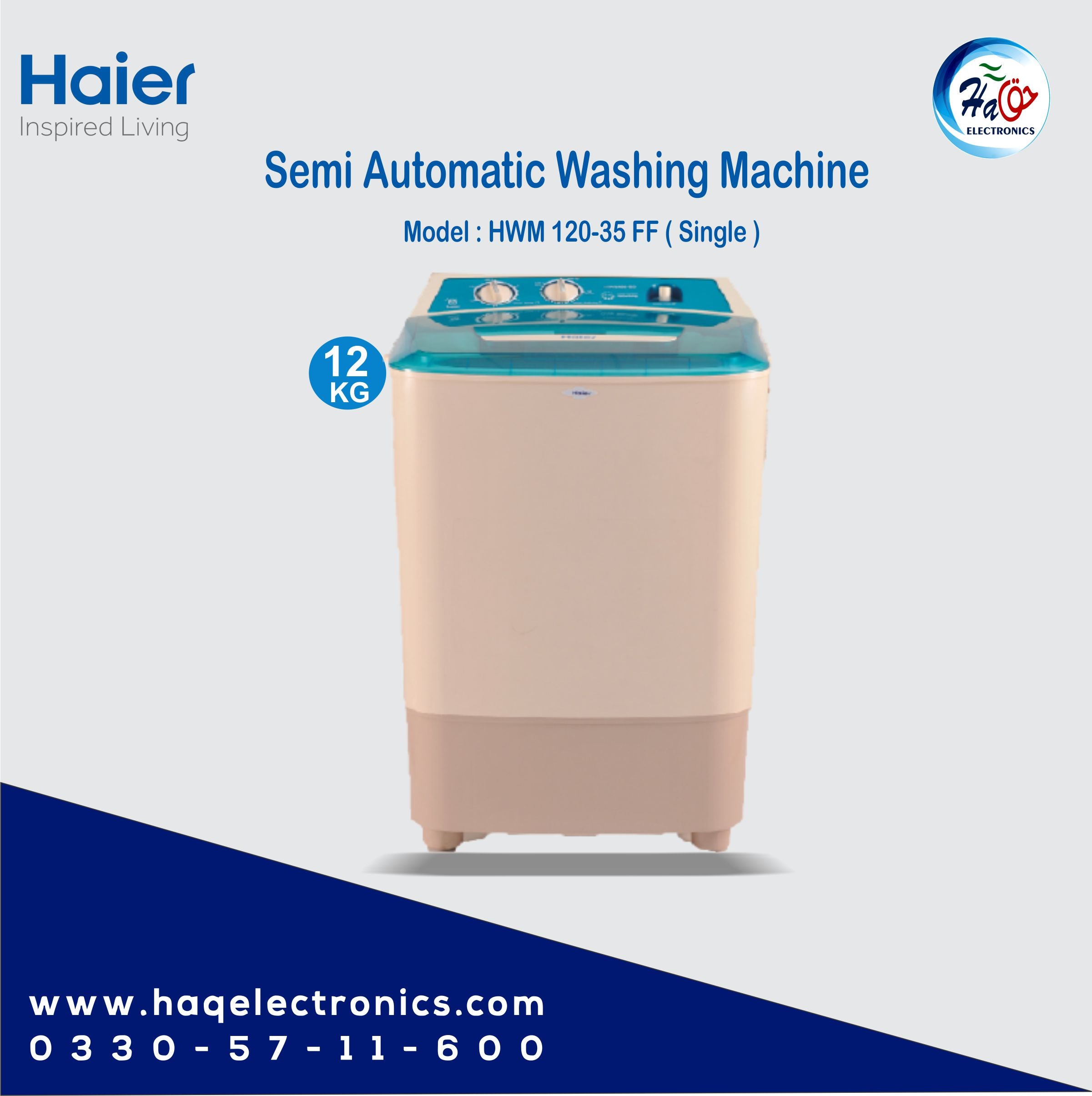 Haier Semi Automatic Washing Machine 12kg HWM 120-35FF