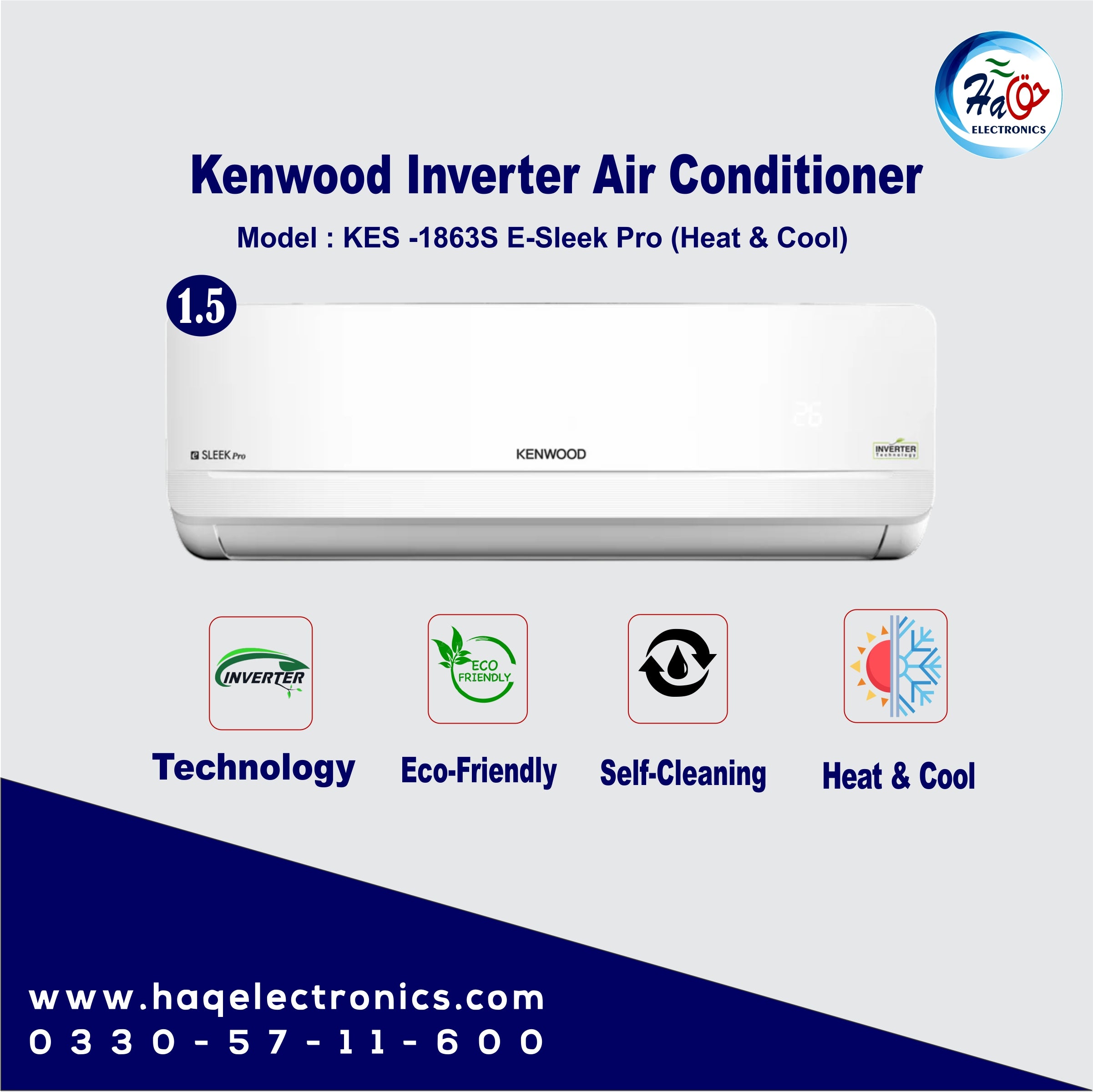 Kenwood Split Air Conditioner KES-1863S E-Sleek Pro