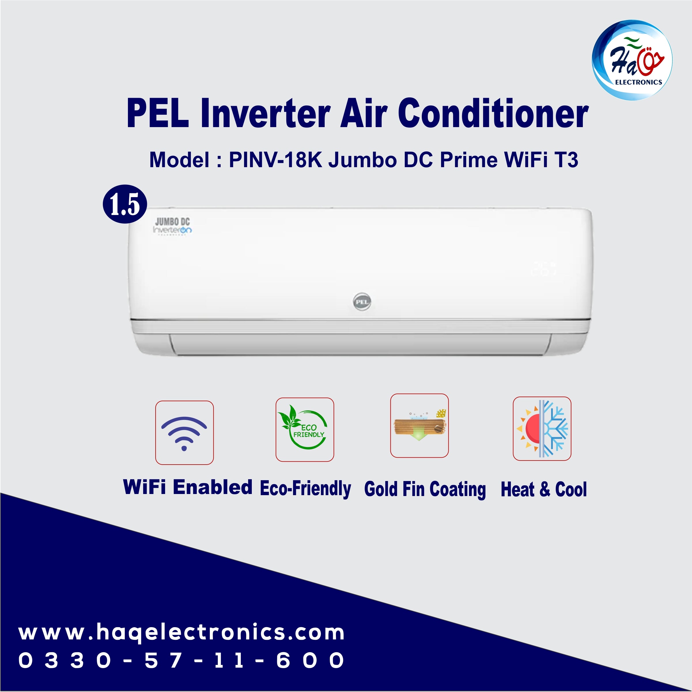 PEL 1.5 Ton Inverter AC On 18K Jumbo DC Prime WiFi T3
