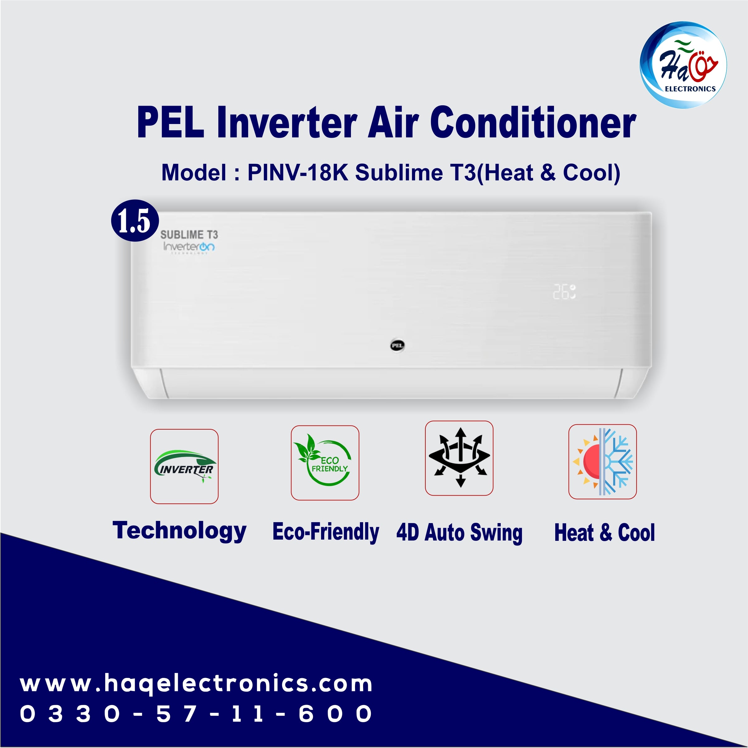 PEL Inverter Air Conditioner PINV-18K Sublime T3 (H&C)