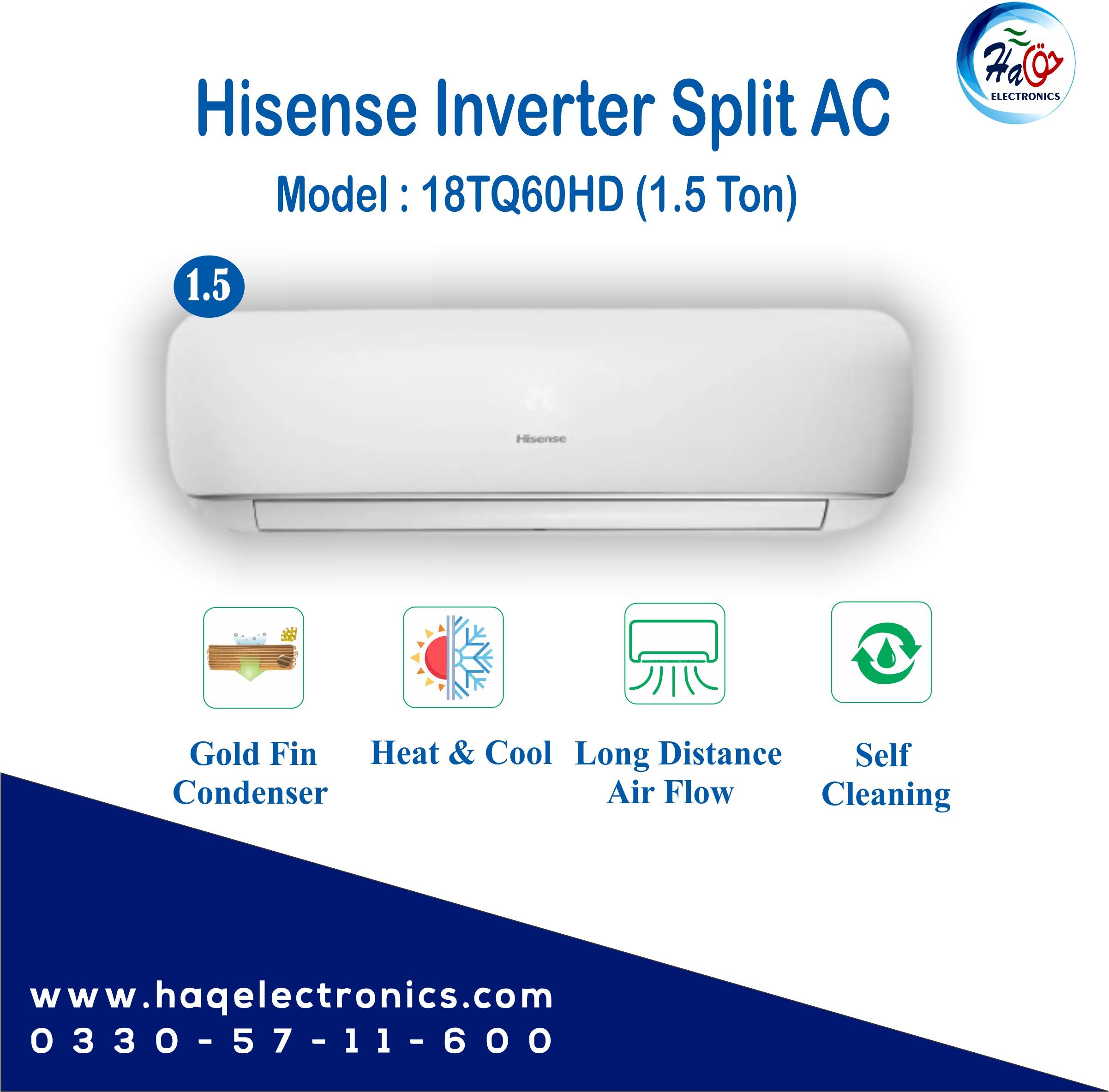 Hisense Inverter Split AC 18TQ 60HC Heat & Cool