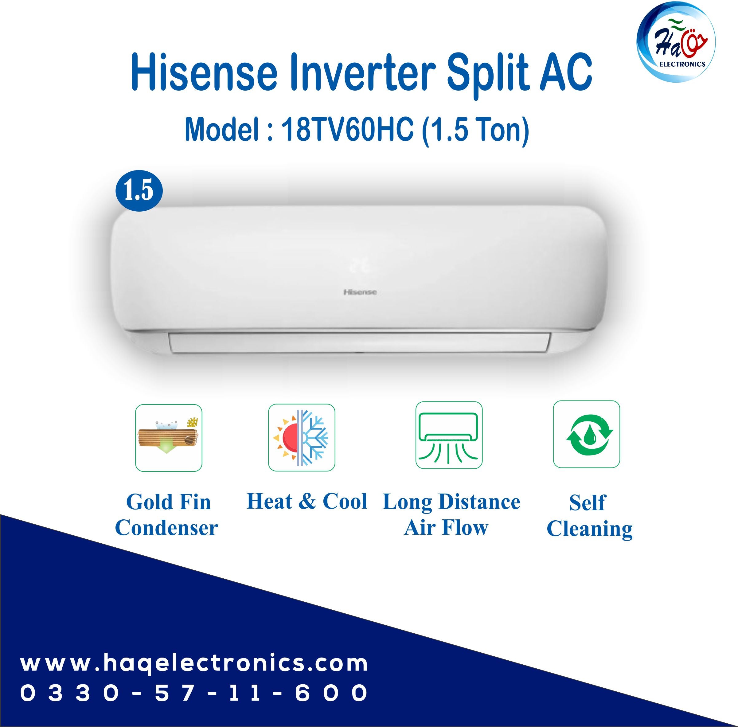 Hisense Inverter Split AC 18TV 60HC 1.5 ton Heat & Cool