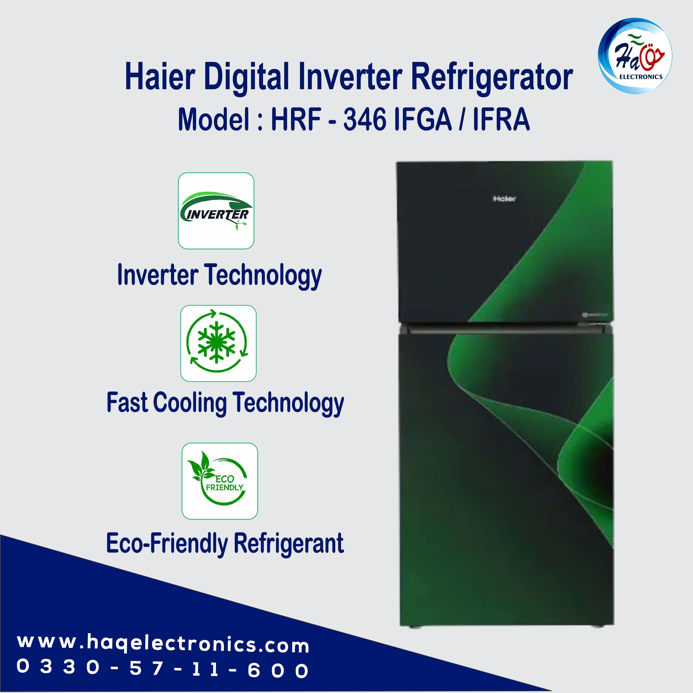 Haier Inverter Refrigerator HRF-346IFGA (Glass Door)