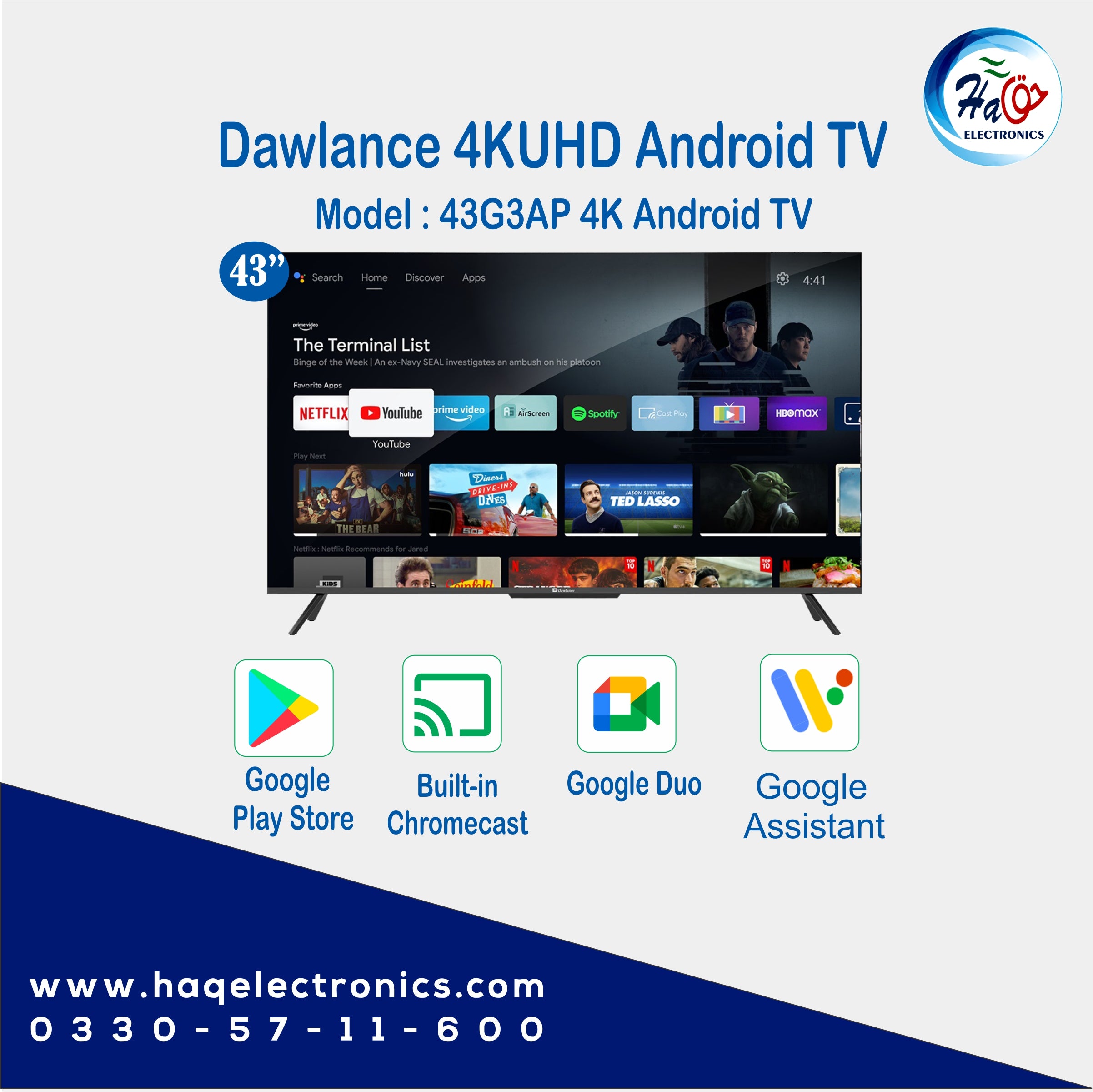 Dawlance led tv 43″ 43G3AP 4K UHD Android LED