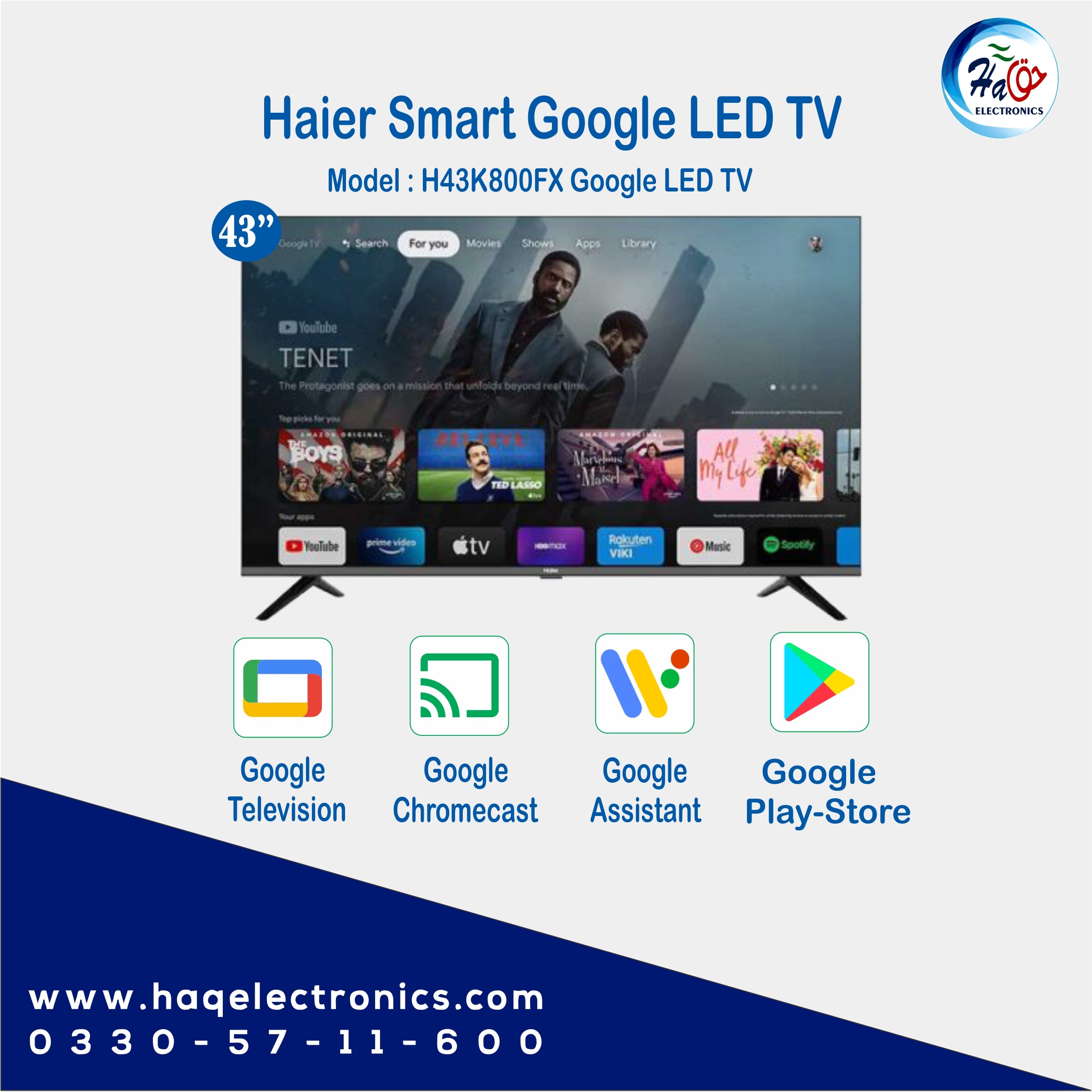 Haier H43K800FX 43″ Smart Google LED TV