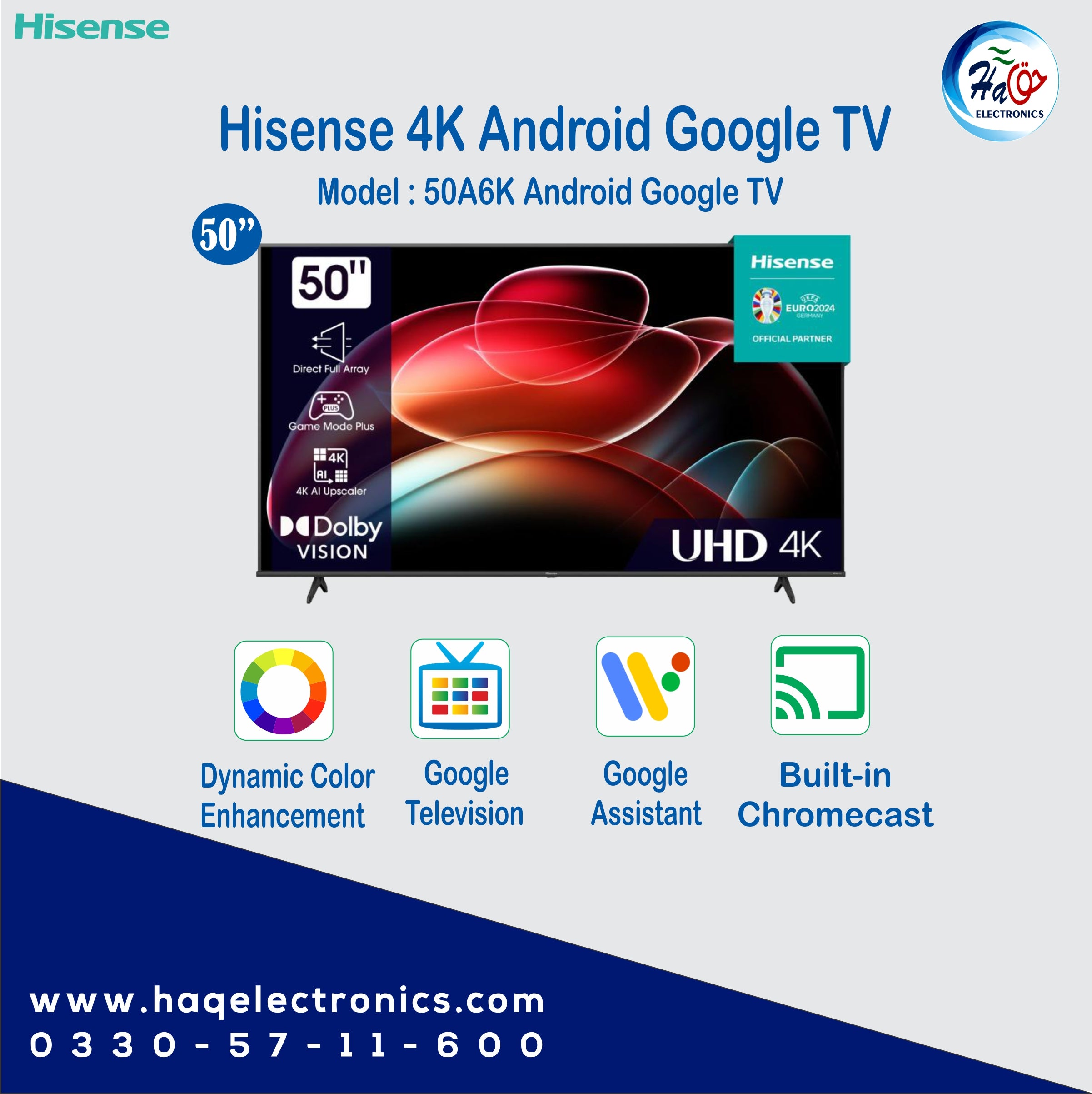 Hisense smart 4K android led tv 50A6K
