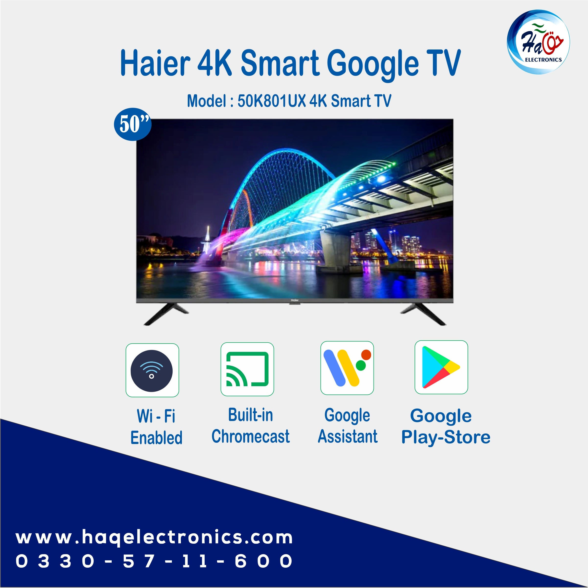 Haier 50K801UX 50" 4K Smart Google LED TV
