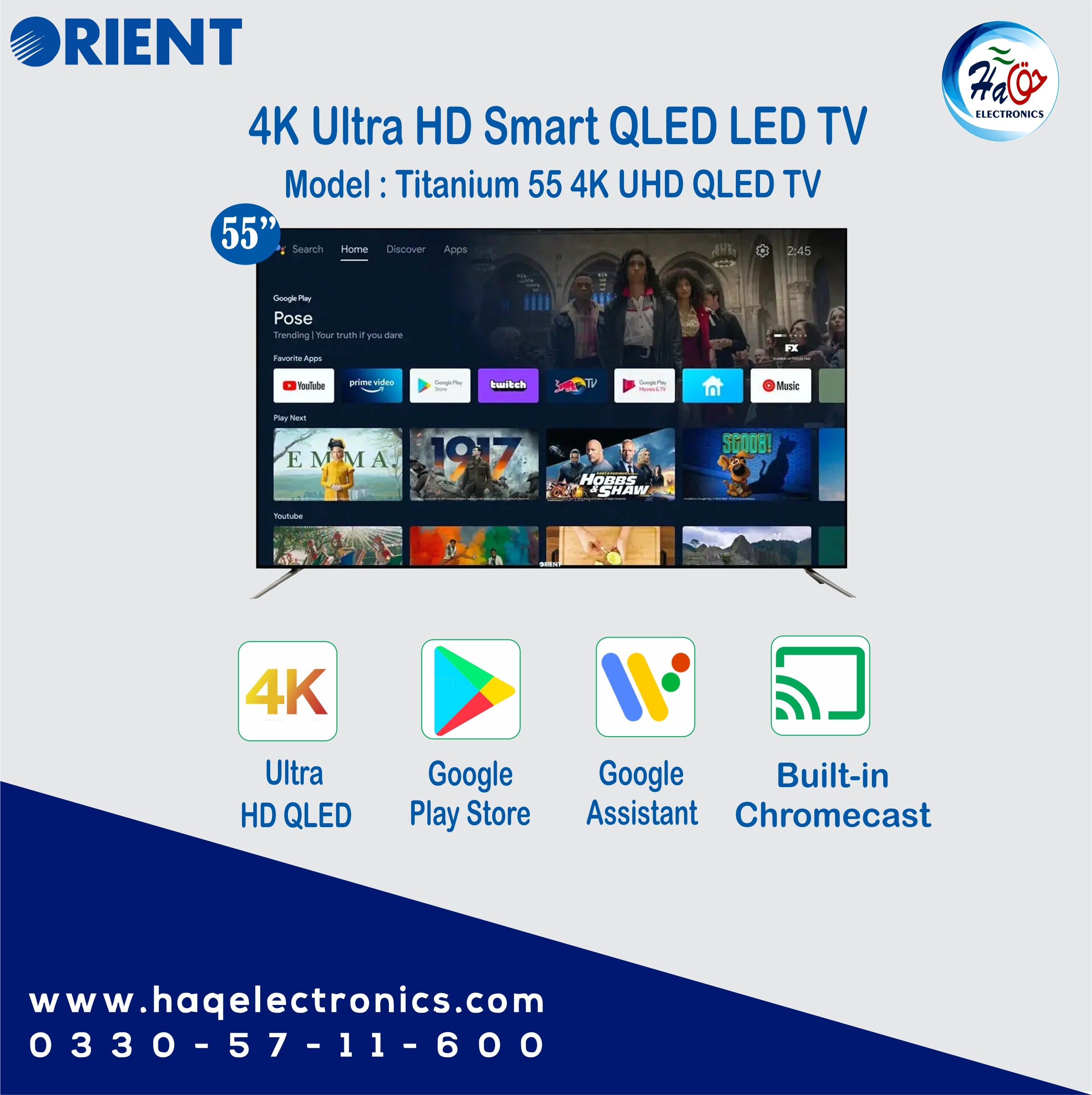 Orient 55 Inch Titanium 55T 4K Ultra HD Smart QLED LED TV