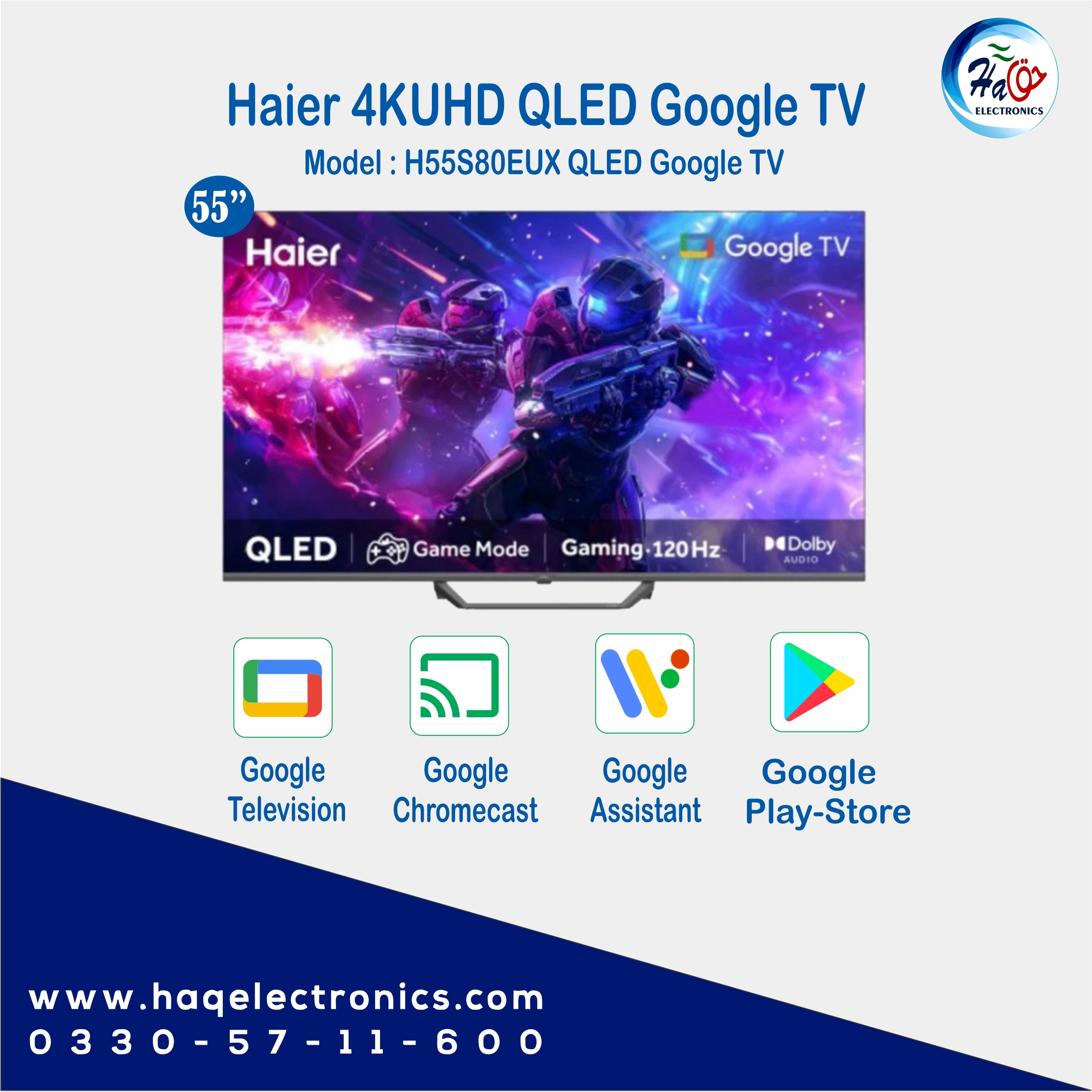 Haier 55 Inch QLED Android Google TV H55S80EUX