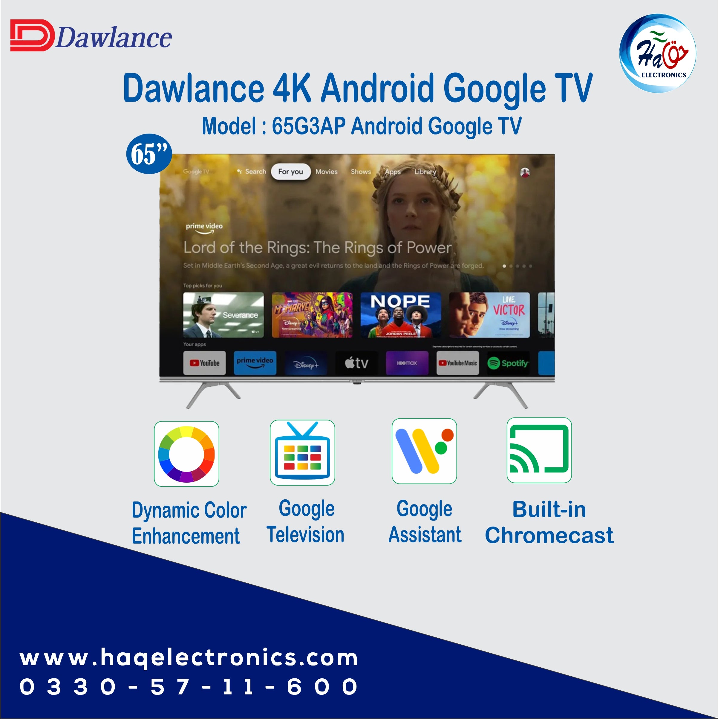 Dawlance 65-inch 65G3AP Smart 4K Ultra HD Android LED TV
