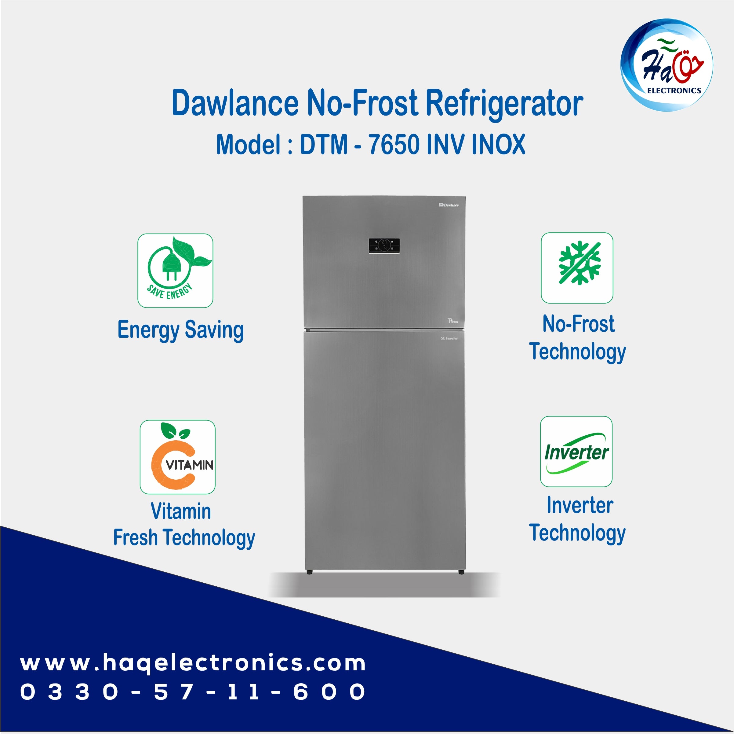 Dawlance No-Frost Inverter Refrigerator DTM-7650 Inox