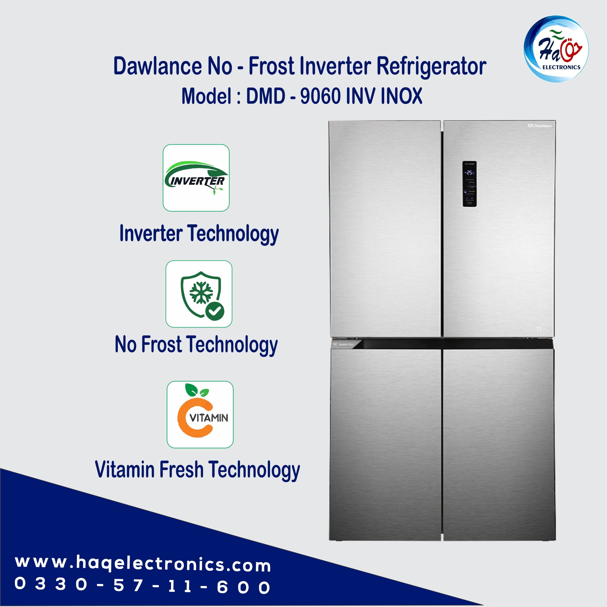 Dawlance DMD 9060 Inox Inverter Refrigerator