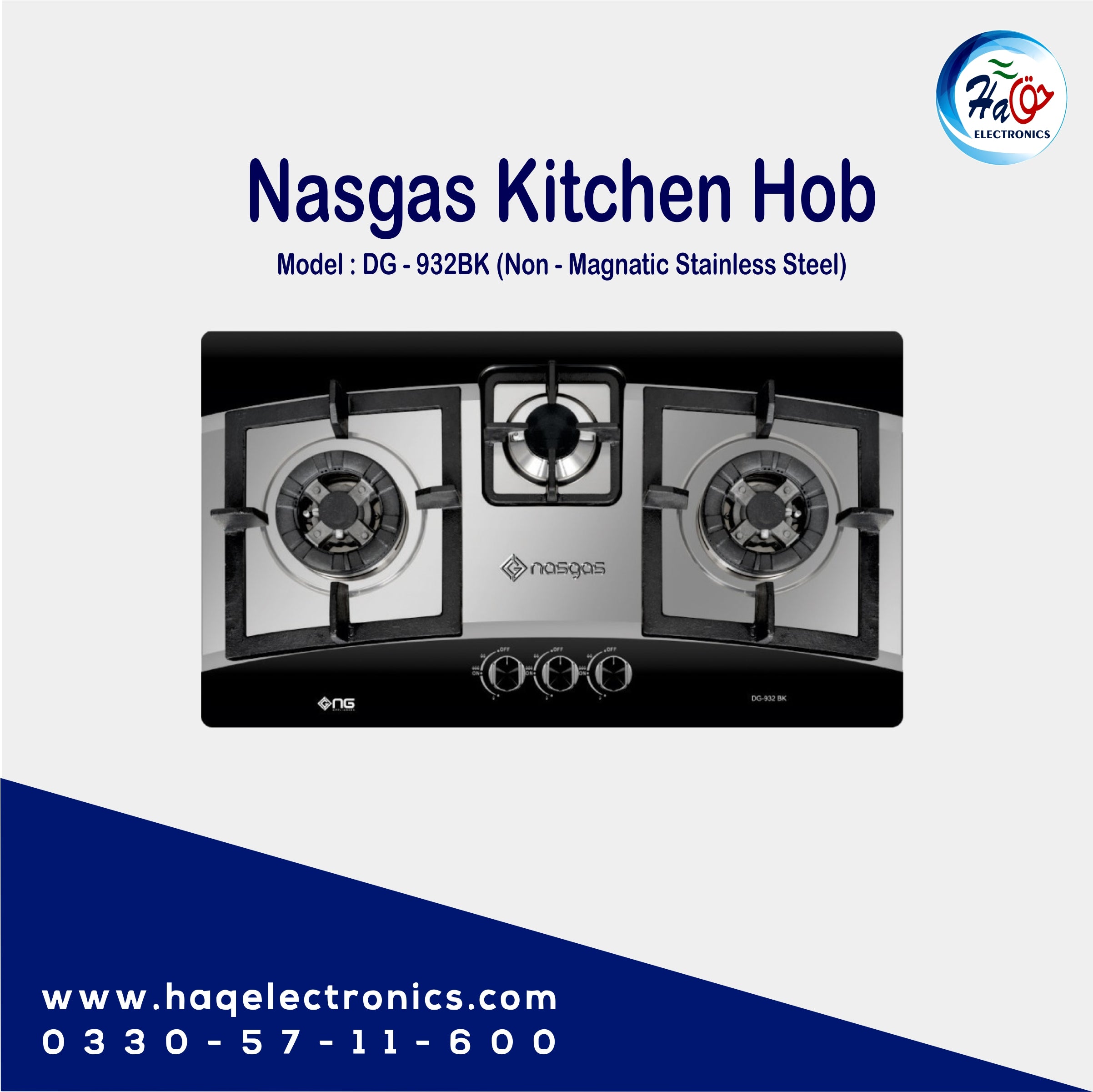 Nasgas Kitchen Hob DG-932 BK (Steel Top)