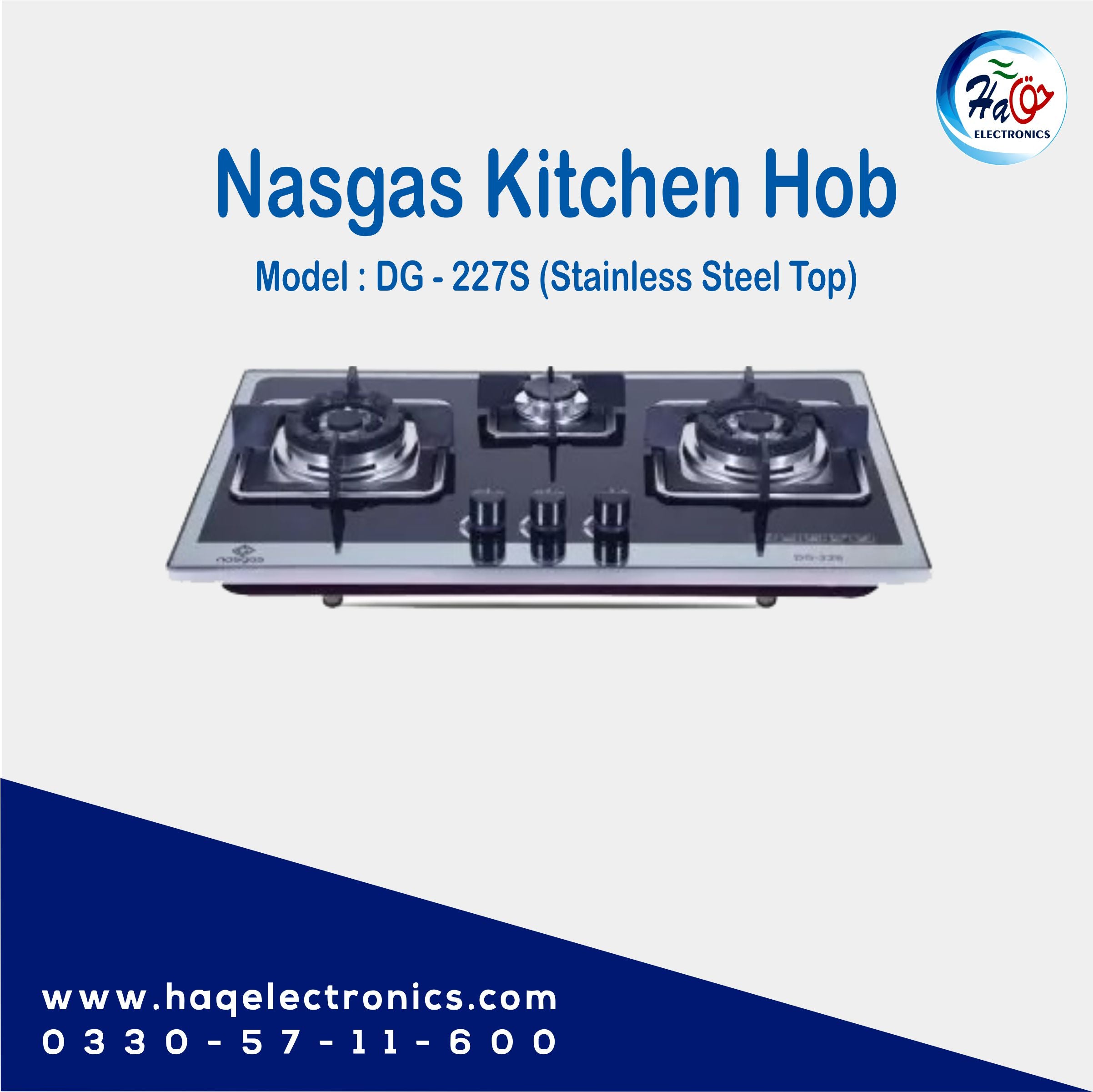 Nasgas Kitchen Hob DG-227S - Durable Stainless Steel Hob