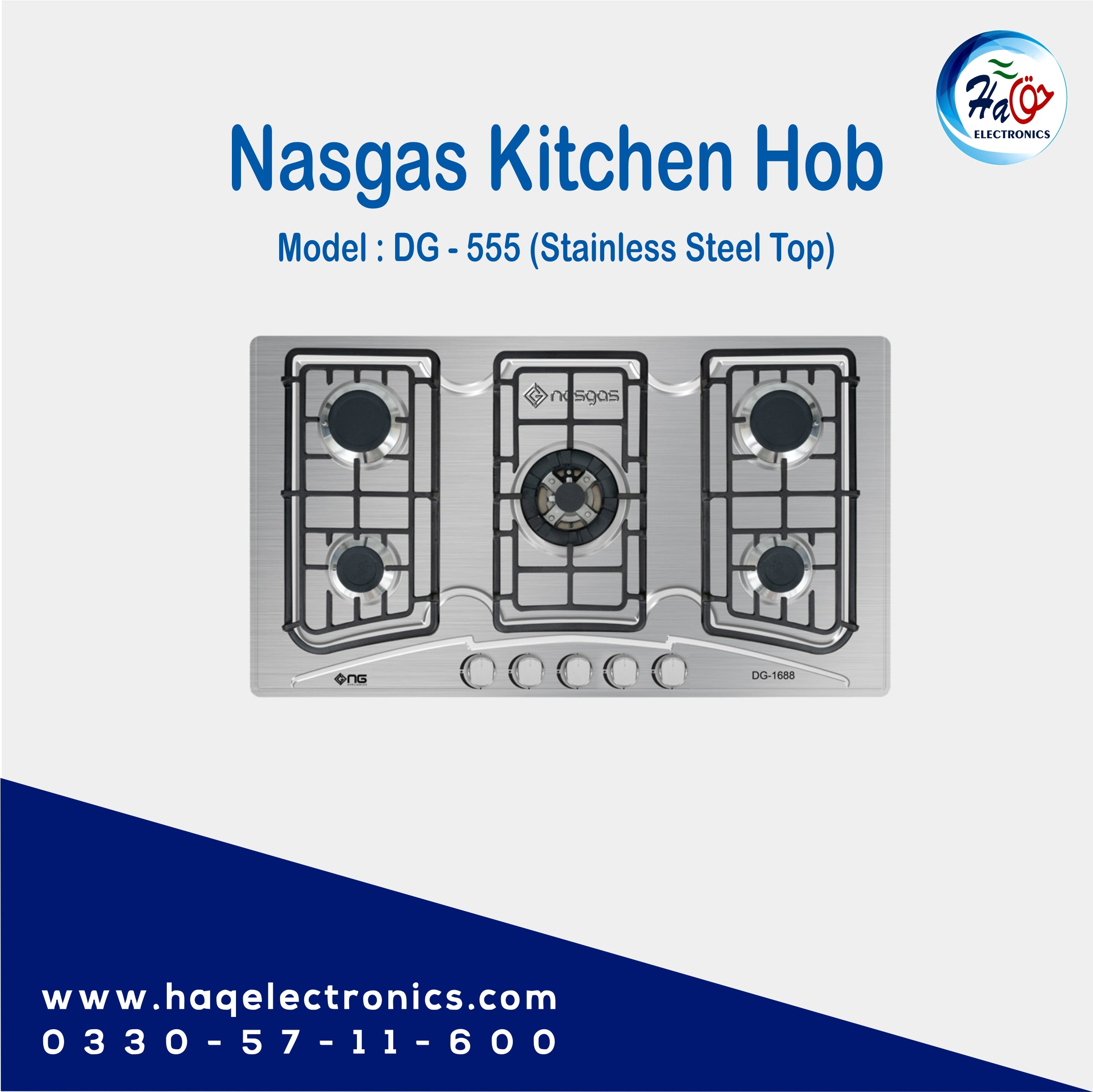 Nasgas Kitchen Hob DG-555 (Steel Top)High Efficiency & Durable