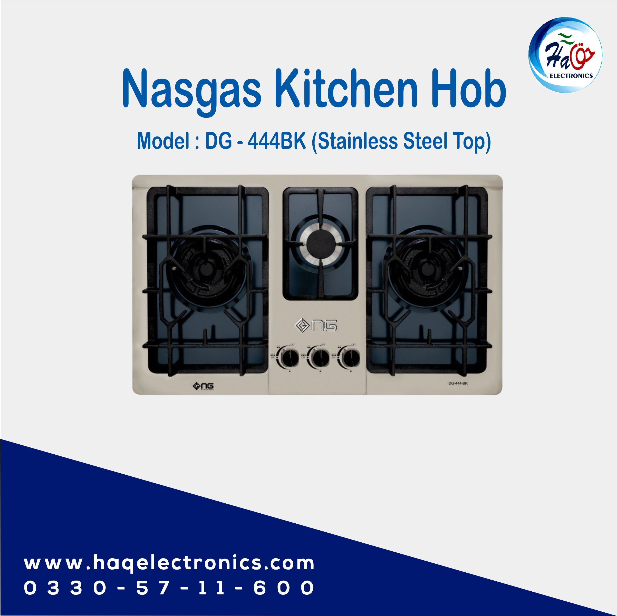 Nasgas Kitchen Hob DG-444 BK 4 Burners, Durable & Stylish