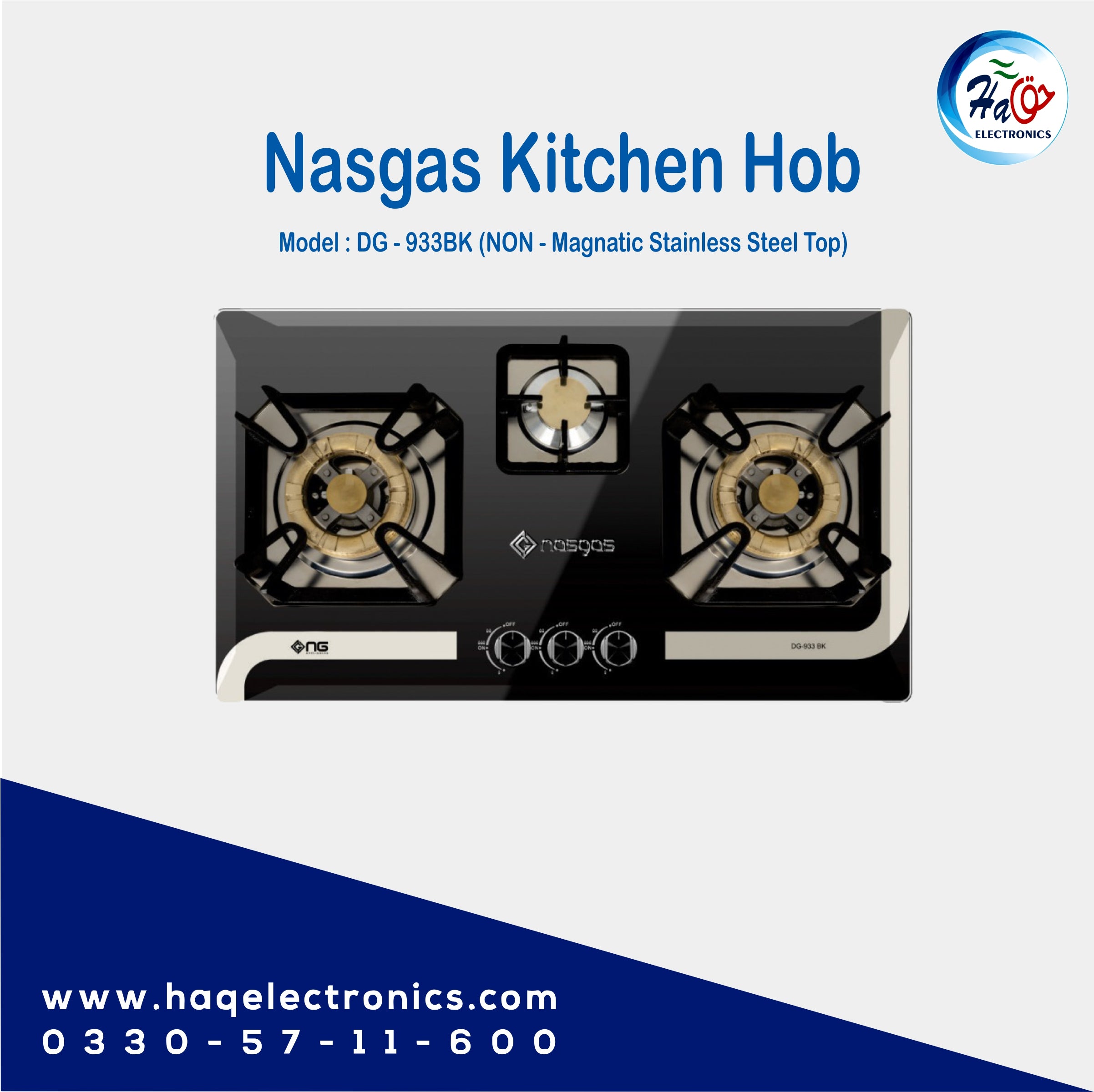 Nasgas Kitchen Hob DG-933 BK (Steel Top)