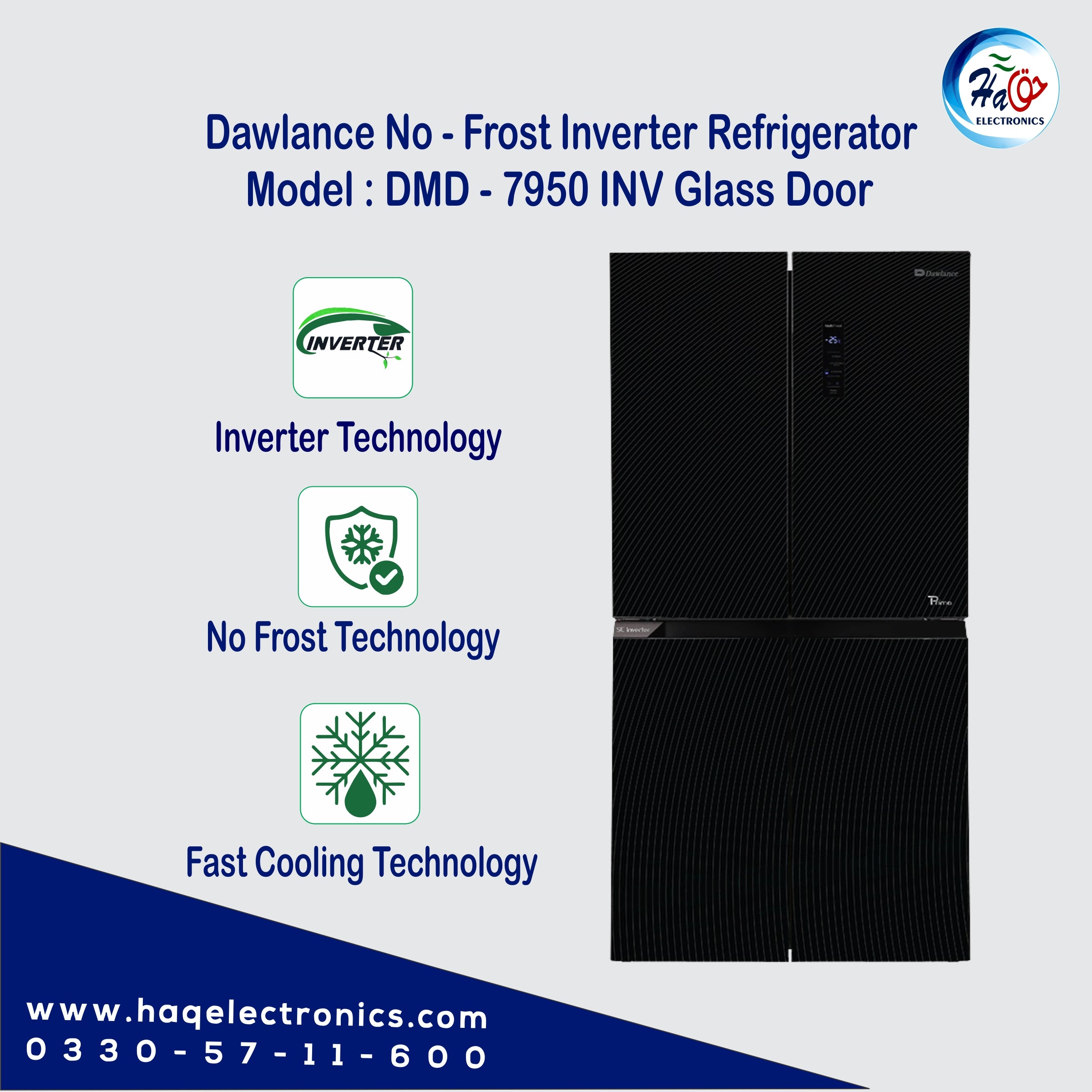 Dawlance DMD 7950 Glass Door Inverter No Frost Refrigerator