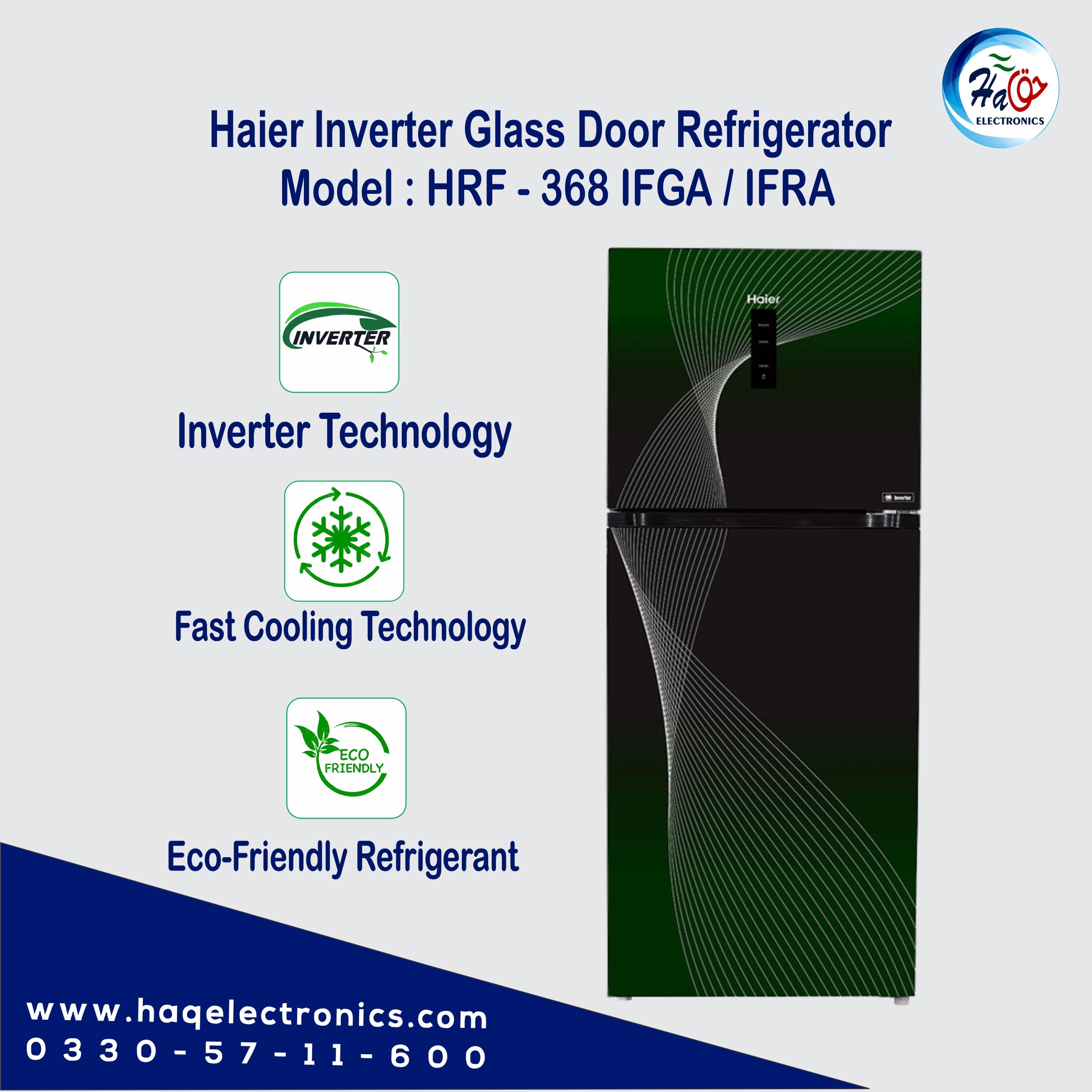 Haier Inverter Refrigerator HRF-368 IFGA Glass Door
