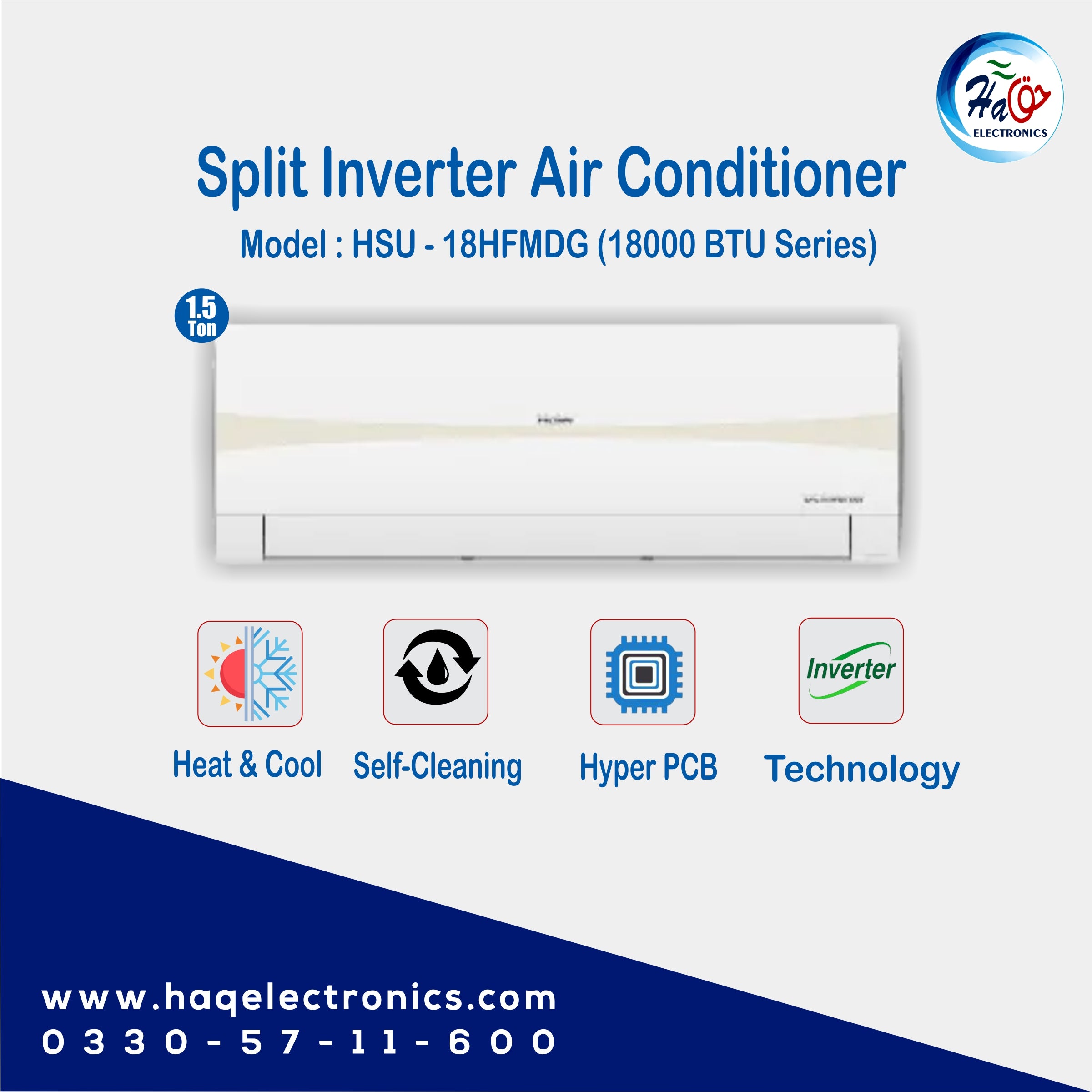 Haier 1.5 Ton Inverter Air Conditioner HSU-18HFMDG