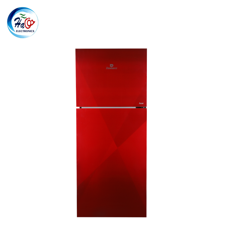 Dawlance REF 9173 GD Acce Coral Red double door refrigerator with top freezer red glass finish Pakistan