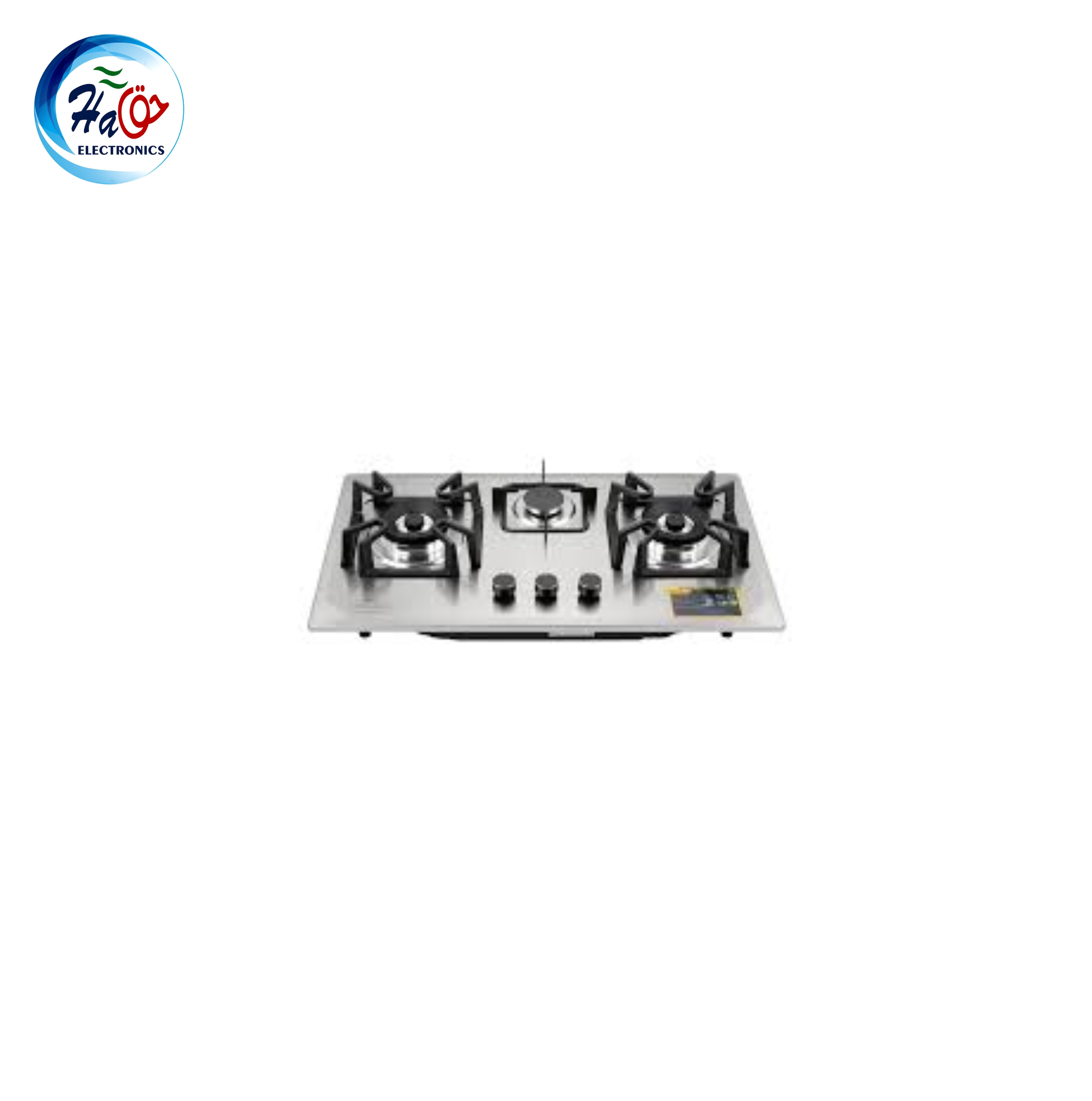 FISCHER HOB FBH SS76 3EPS built in gas hob with stainless steel surface, three EPS burners, and heavy iron pan supports