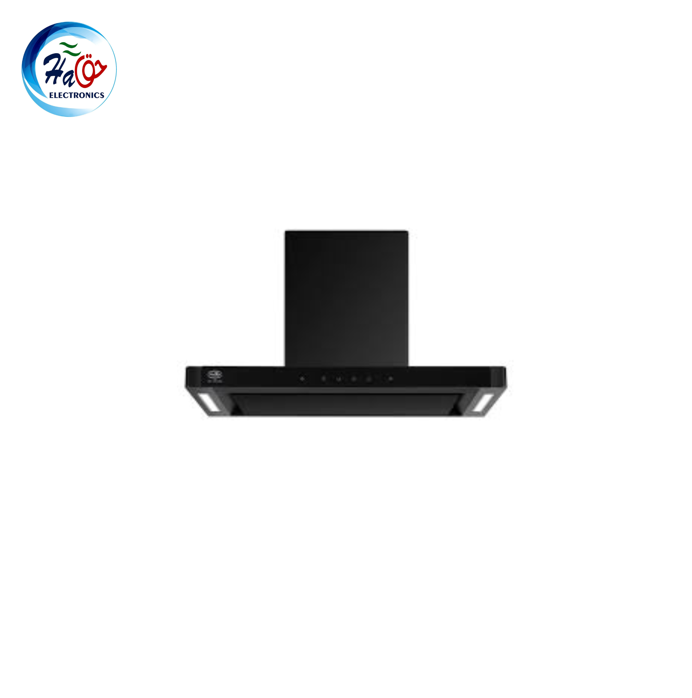 FISCHER HOOD FKT T90-05S T-shape kitchen chimney hood with tempered glass design, touch controls, and powerful suction system