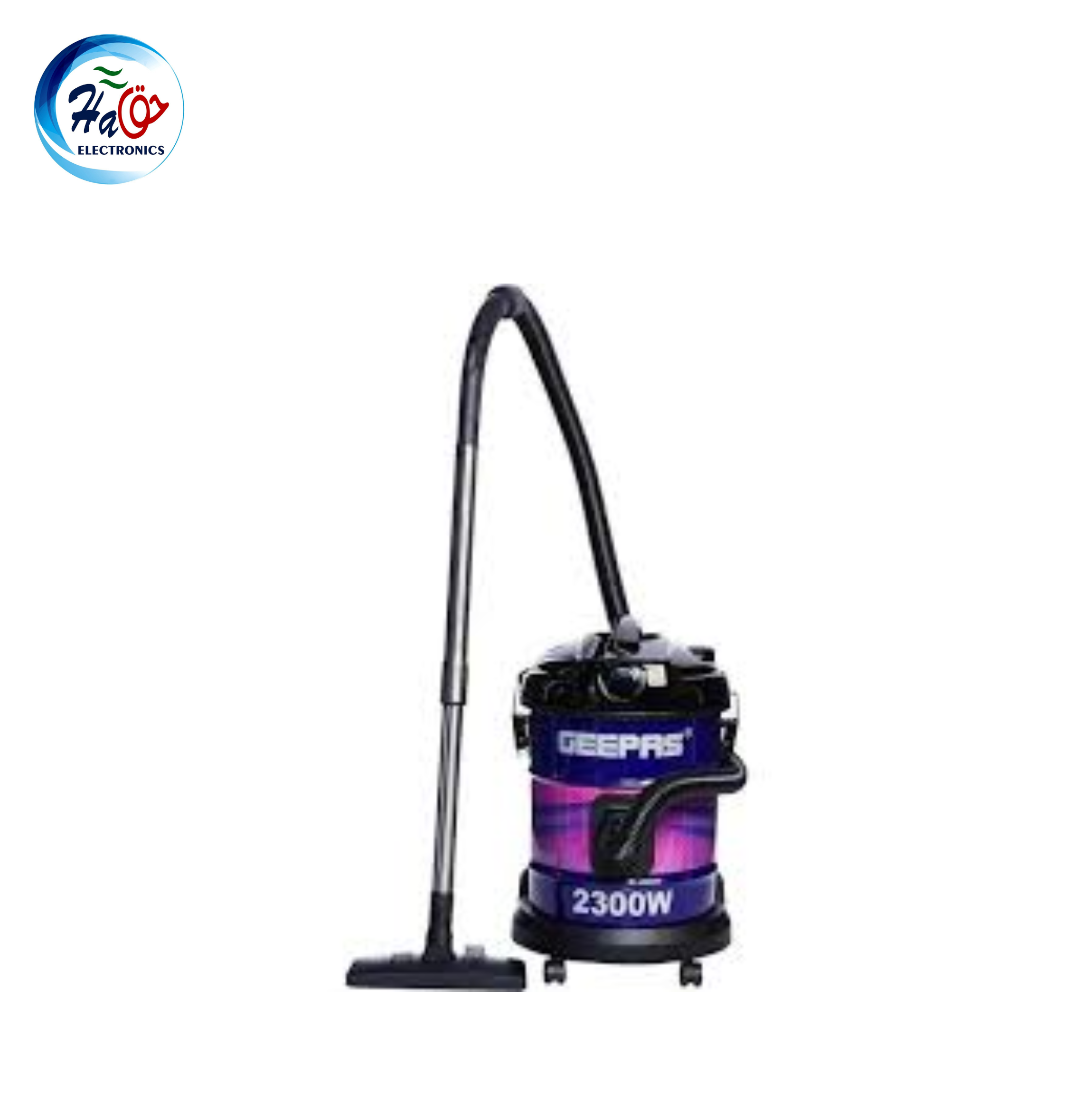 Geepas Vacuum Cleaner GVC-2510 drum style vacuum cleaner with stainless steel tank, powerful suction motor, and dry blow functionality