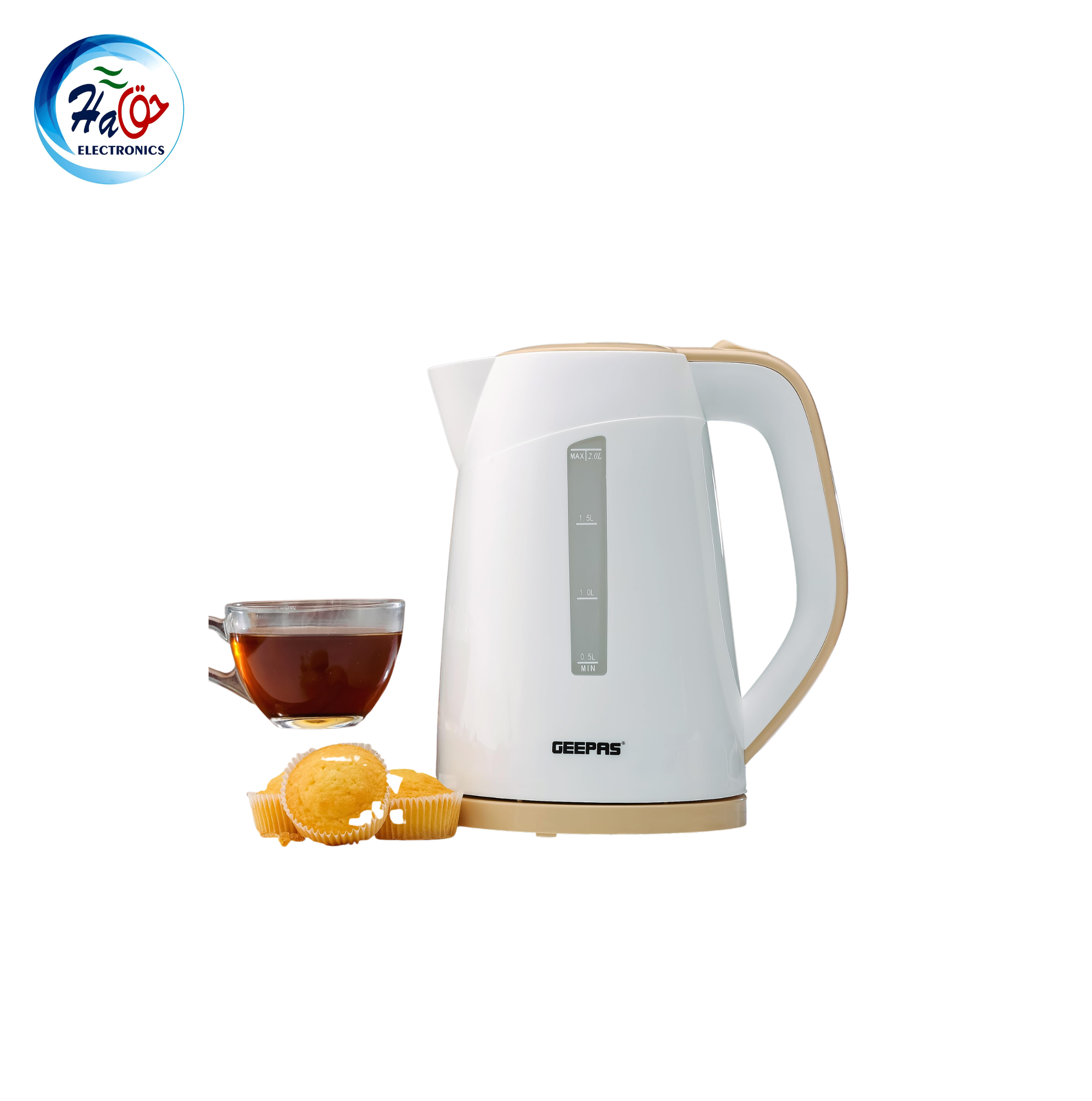GEEPAS KETTLE 6122 cordless electric kettle with stainless steel heating element and 1.7-liter capacity