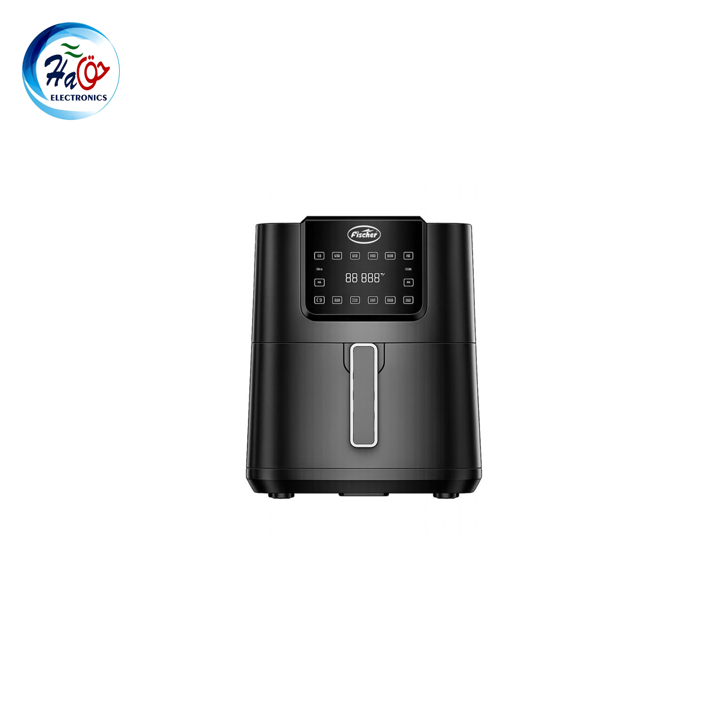 FISCHER AIR FRYER FAF-601WD digital air fryer with 6 liter capacity, touch control panel, and see-through cooking window