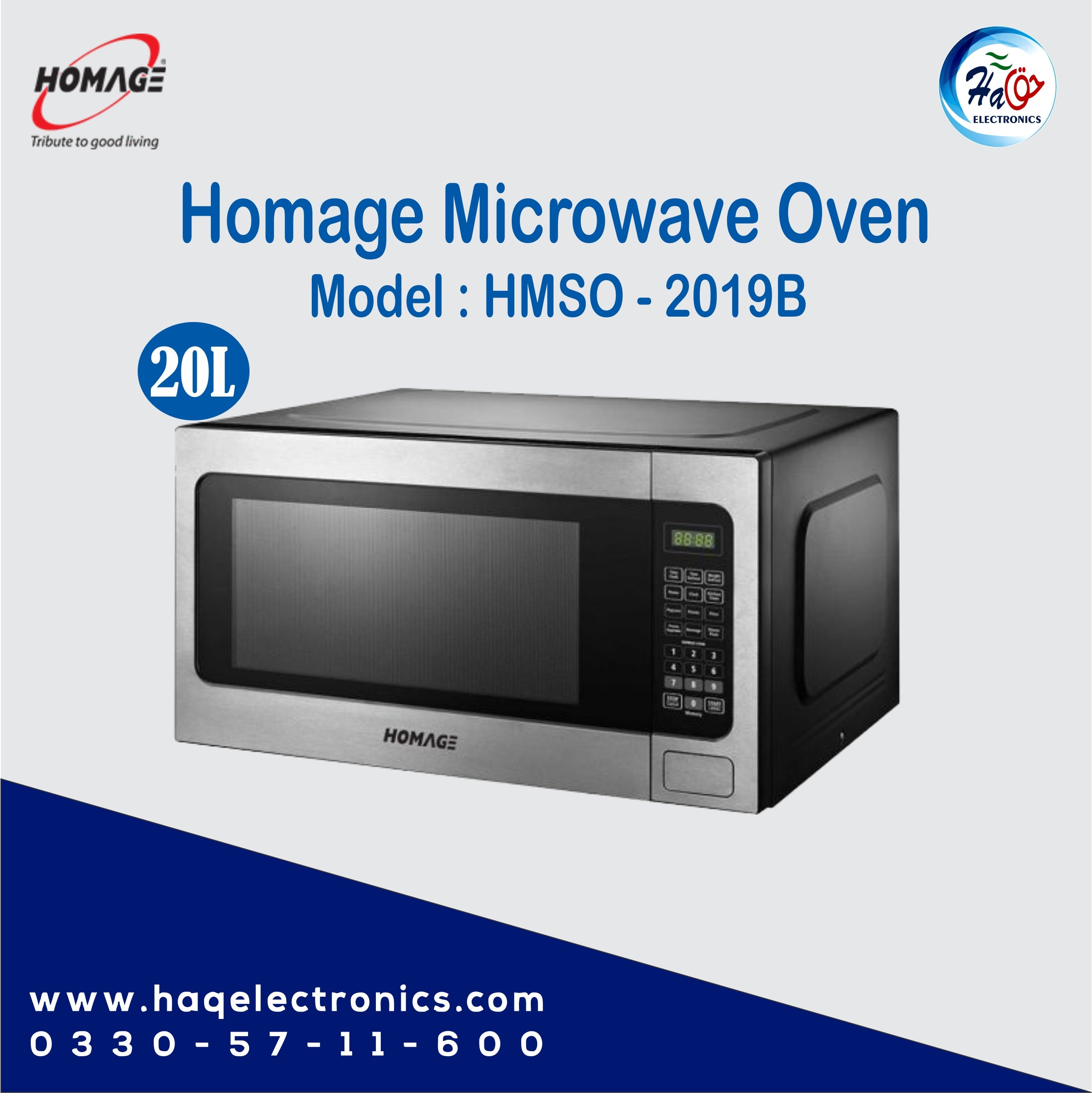 Homage Microwave Oven (HMSO-2019B) – 20L