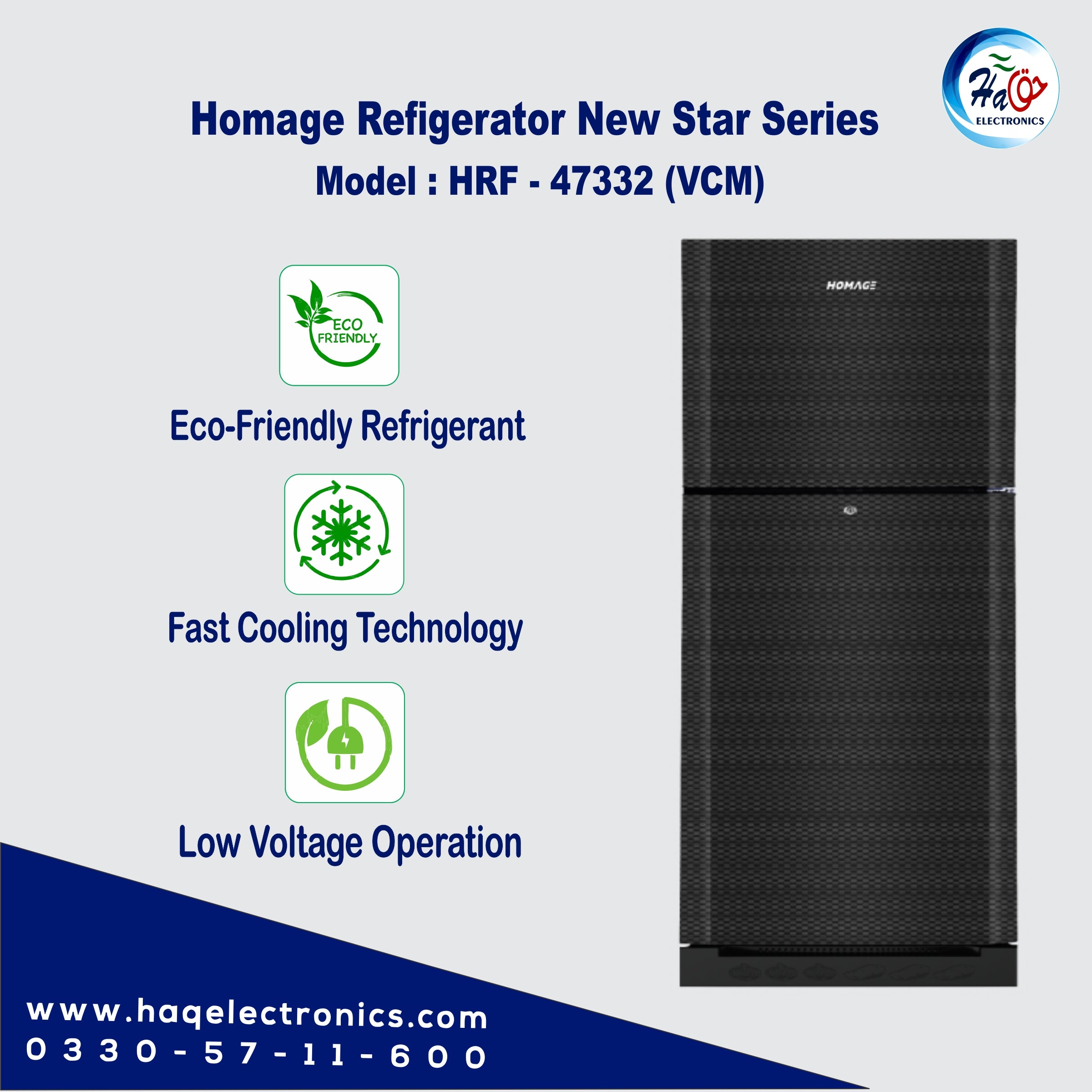 Homage HRF-47332 (VCM) New Star Series Direct Cool Refrigerator