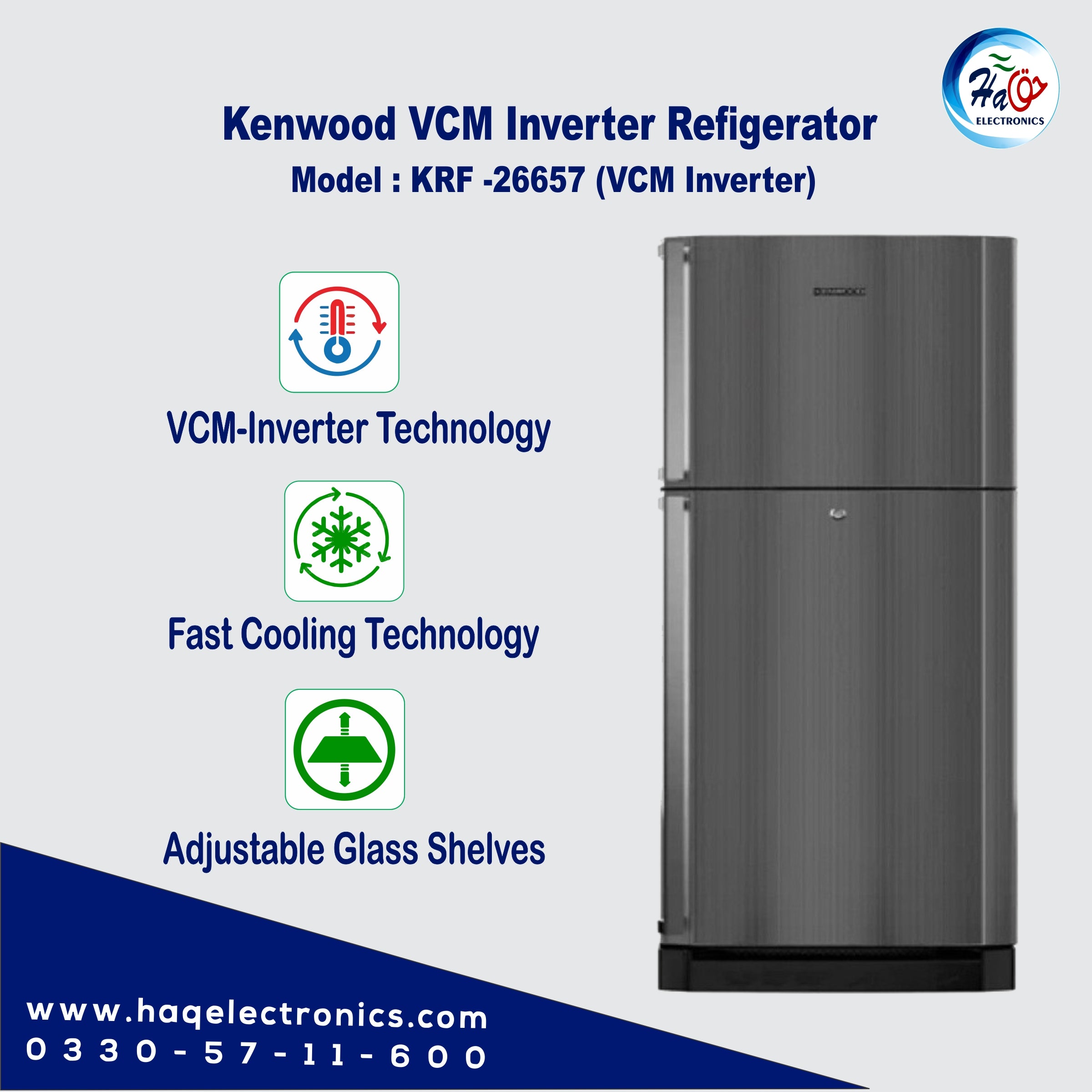 Kenwood Refrigerator KRF-26657 | VCM-Inverter Refrigerator