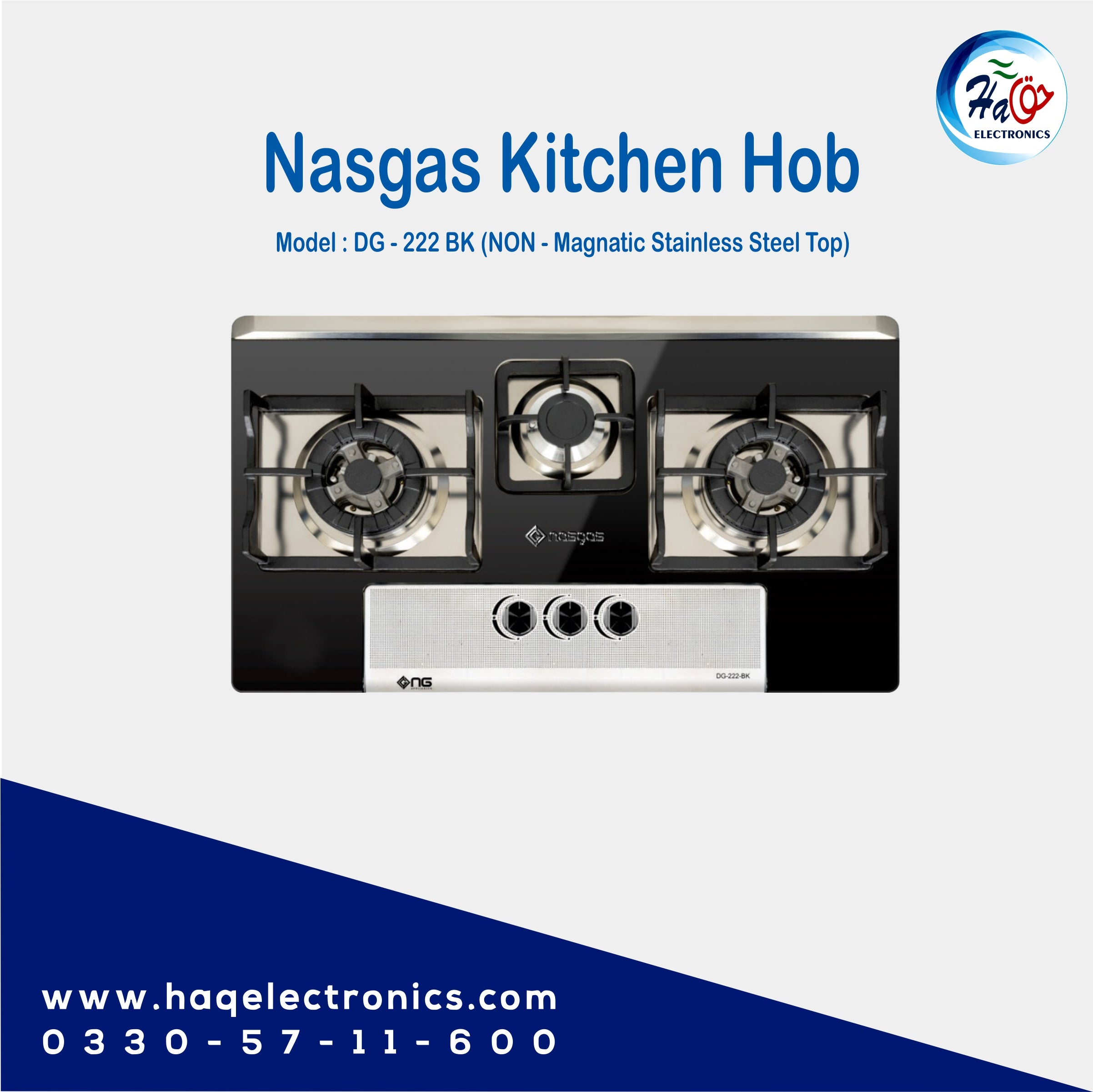 Nasgas Kitchen Hob DG-222 BK (Steel Top)