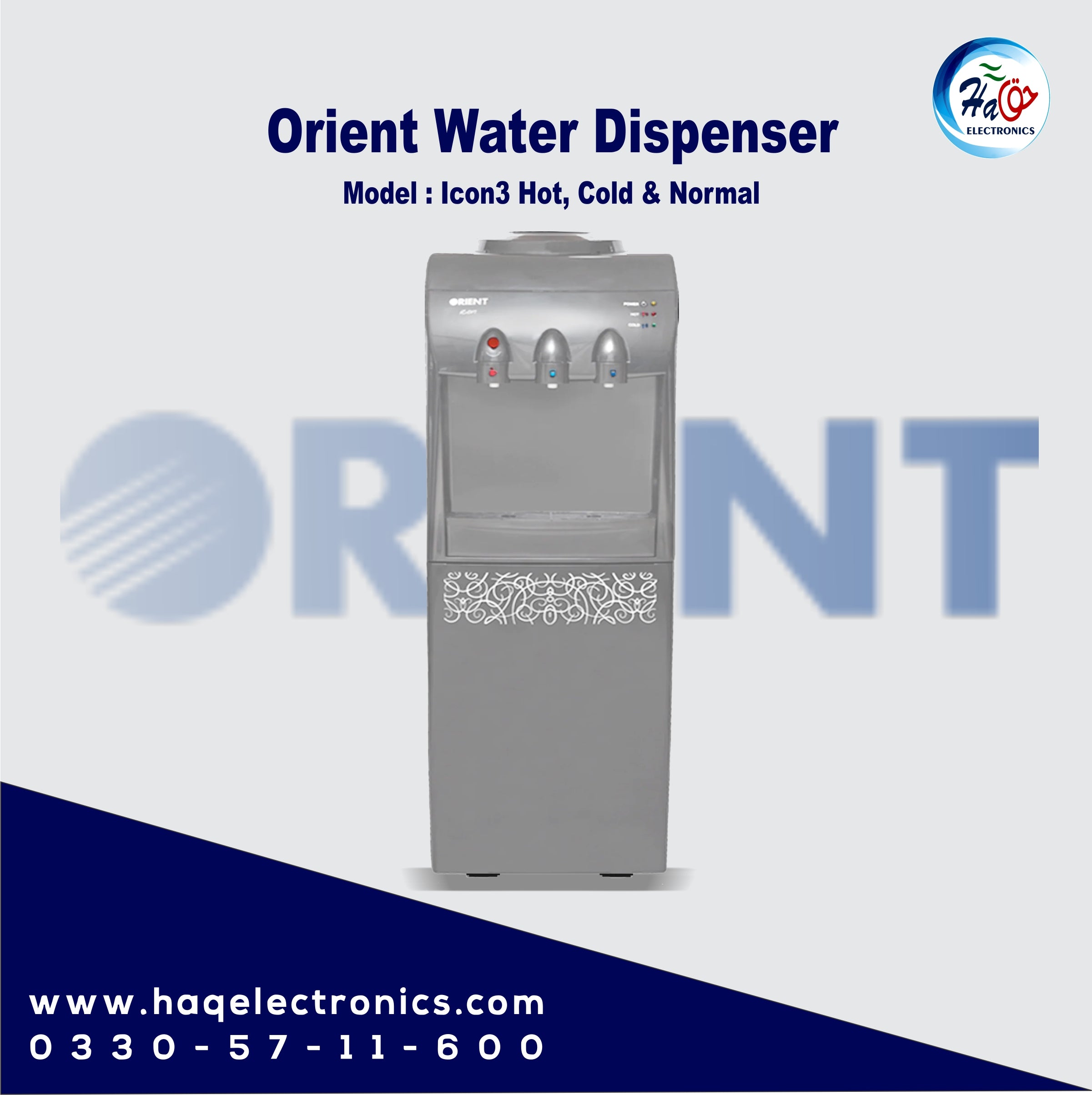 Orient Icon 3 Taps Grey Water Dispenser – Hot & Cold