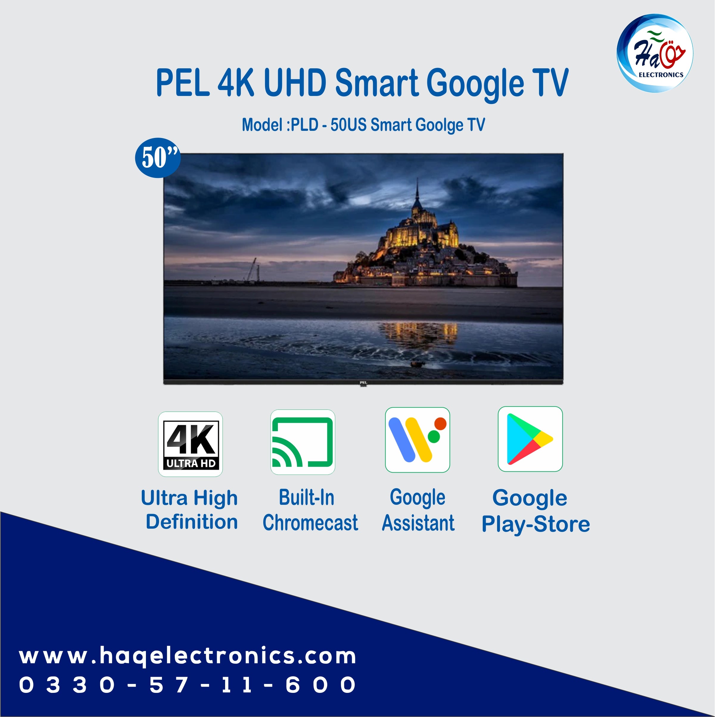 PEL UHD 50 Smart Google Bezel-less (4K) LED TV