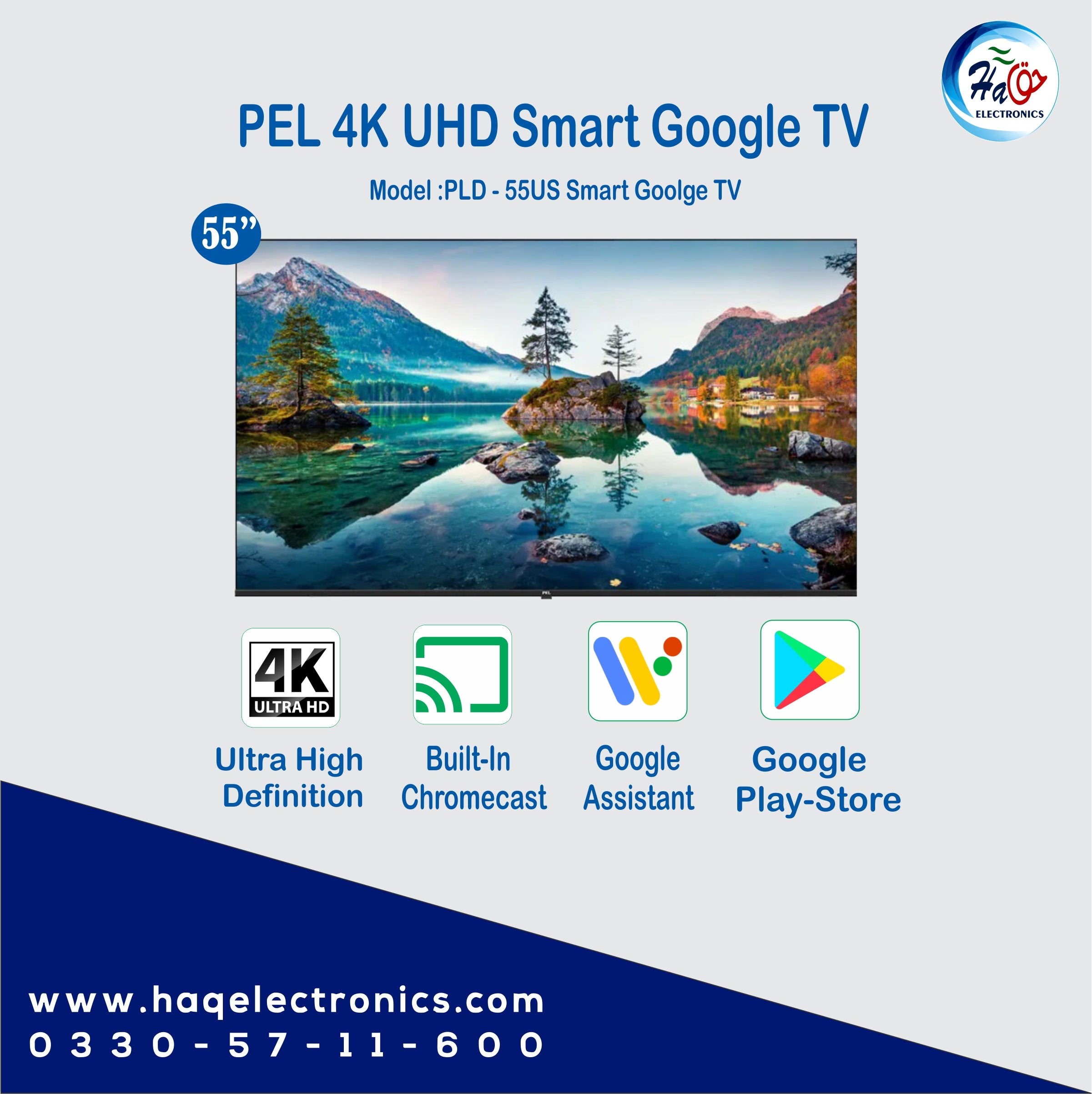 PEL UHD 55 Smart Google Bezel-less (4K) LED TV