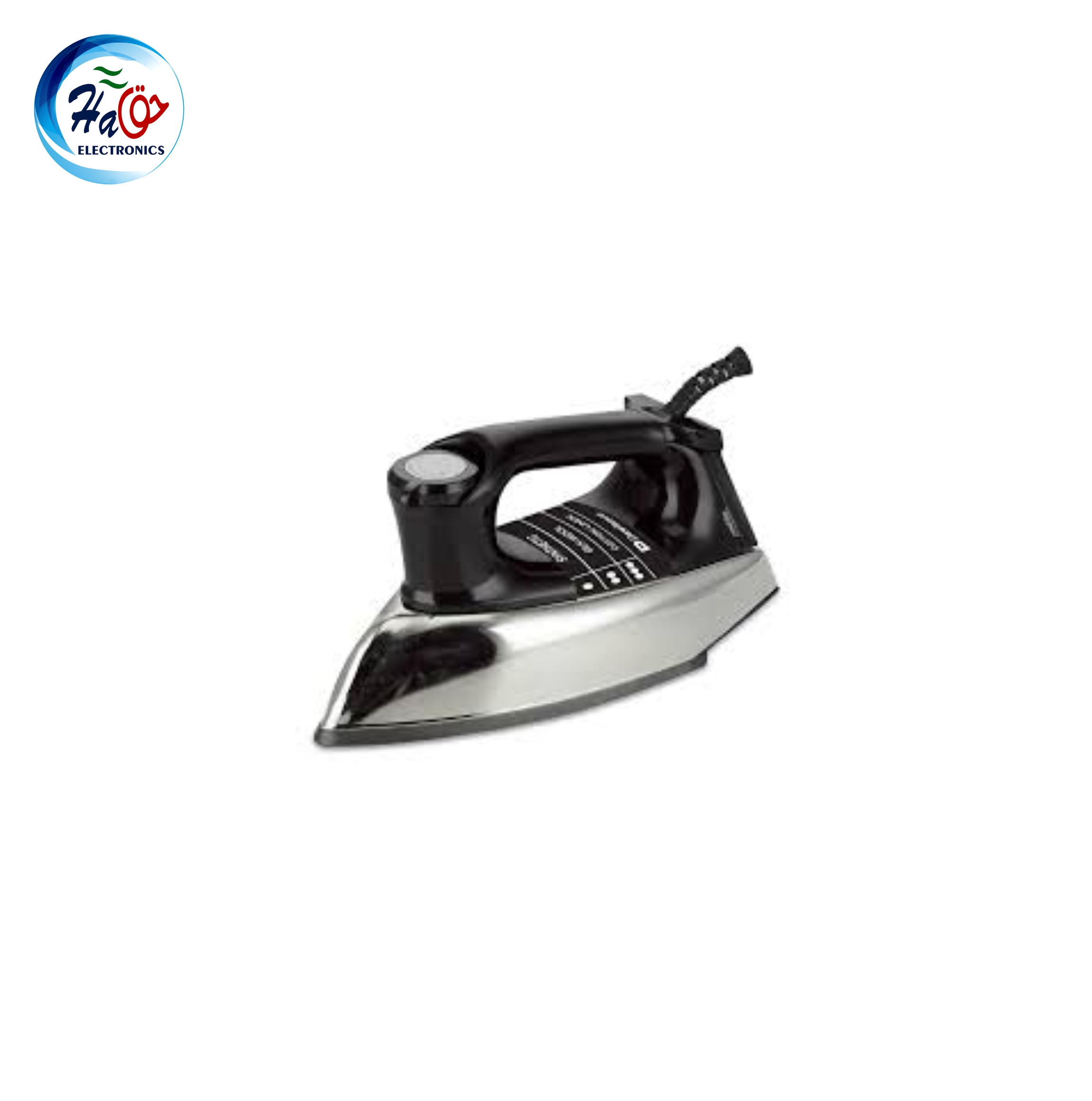DAWLANCE IRON DWDI 1020B black heavy weight dry iron with PTFE non-stick soleplate and smart heating technology