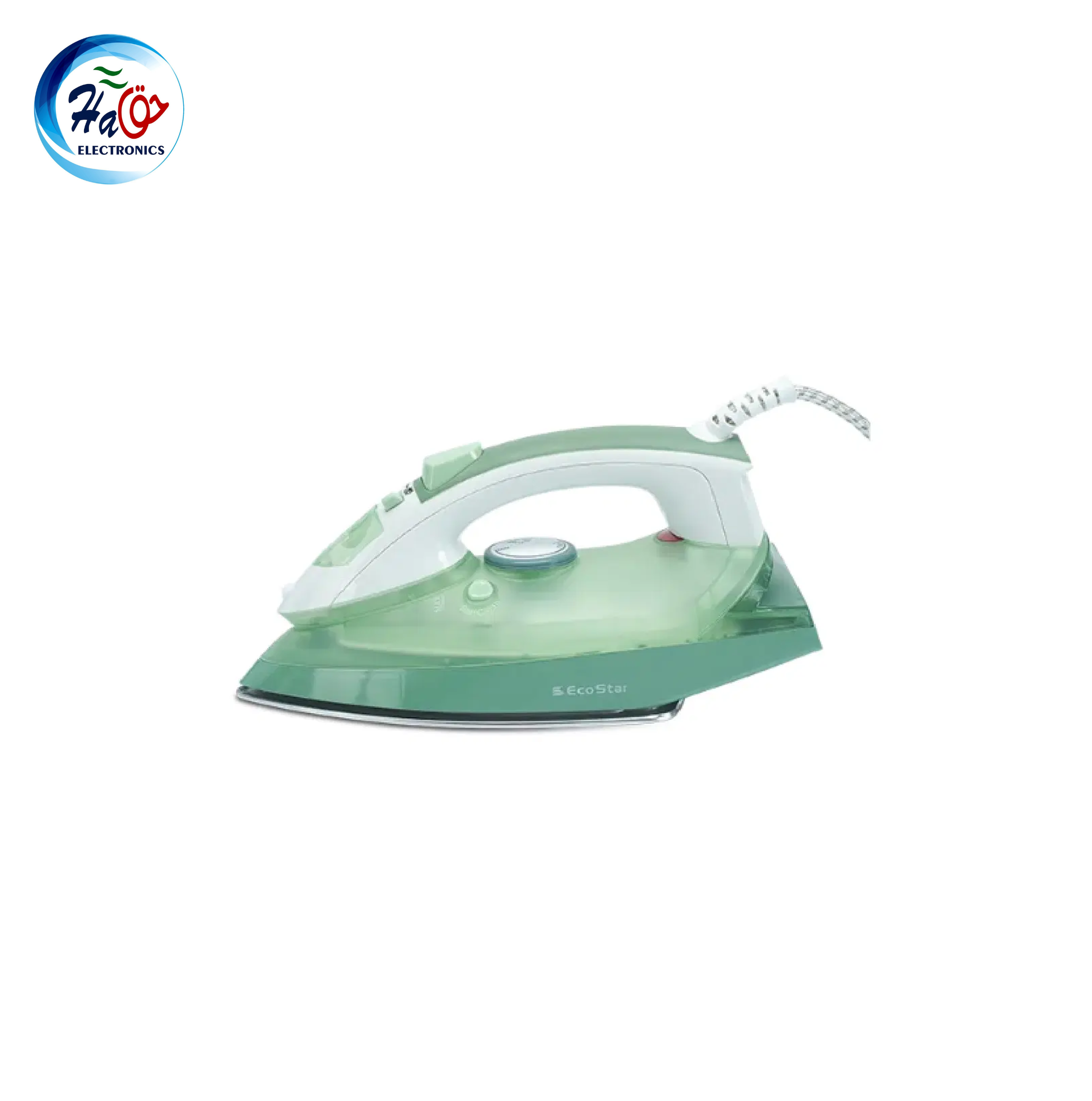 ECOSTAR STEAM IRON EH ST211 G steam iron with stainless steel soleplate, vertical steam function, and 280ml water tank