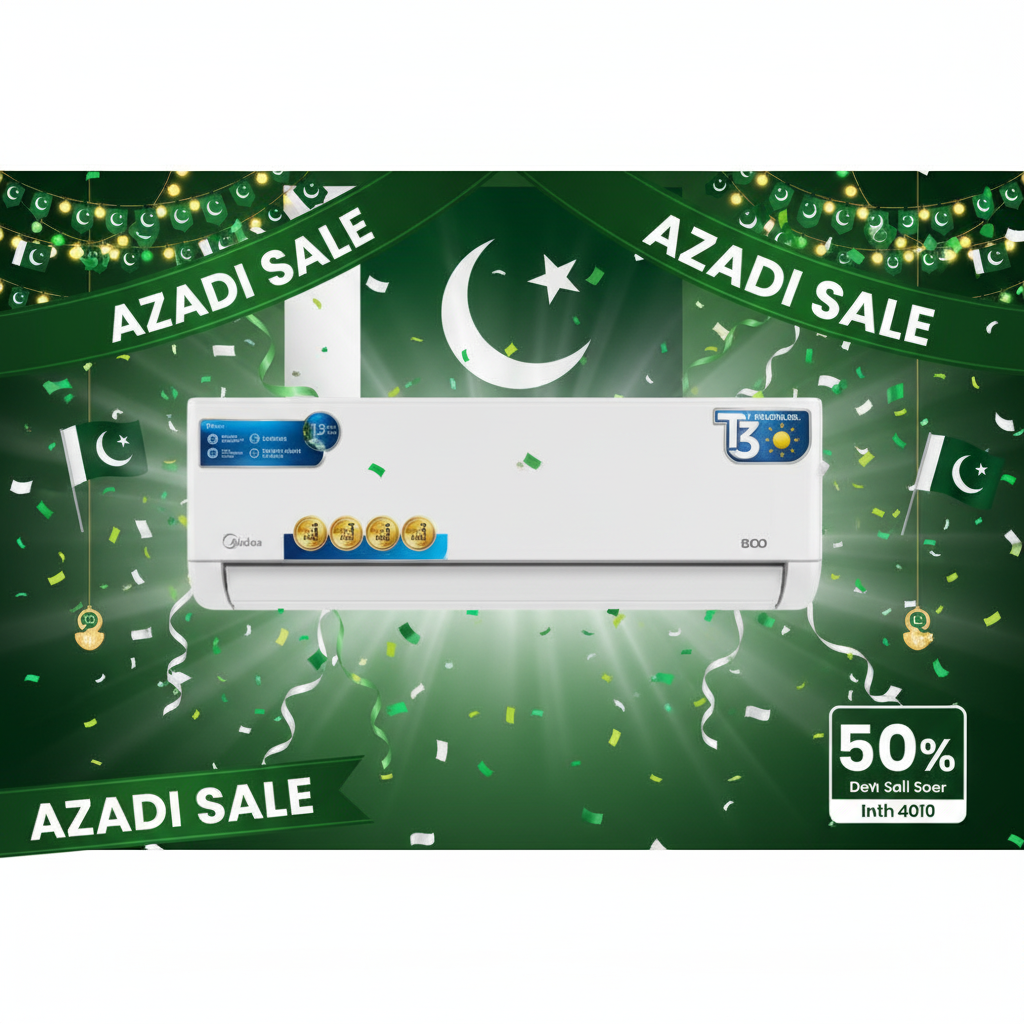 MIDEA SPLIT AC 18HRDN1 ECO T3 inverter split air conditioner with T3 tropical compressor and energy efficient cooling system