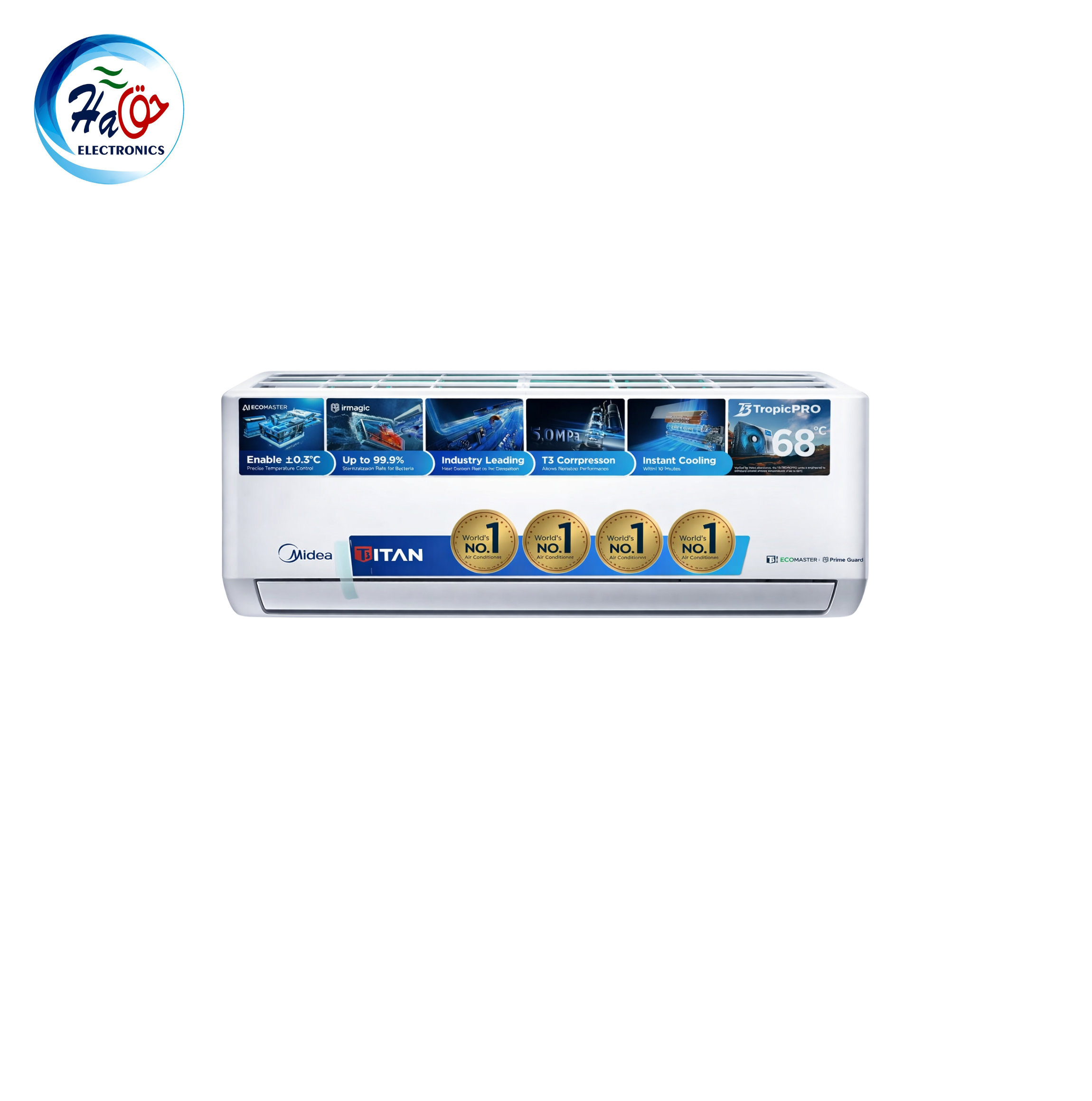 MIDEA SPLIT AC 18HRFN1 TITAN T3 full DC inverter air conditioner with tropical T3 compressor and smart energy saving cooling technology