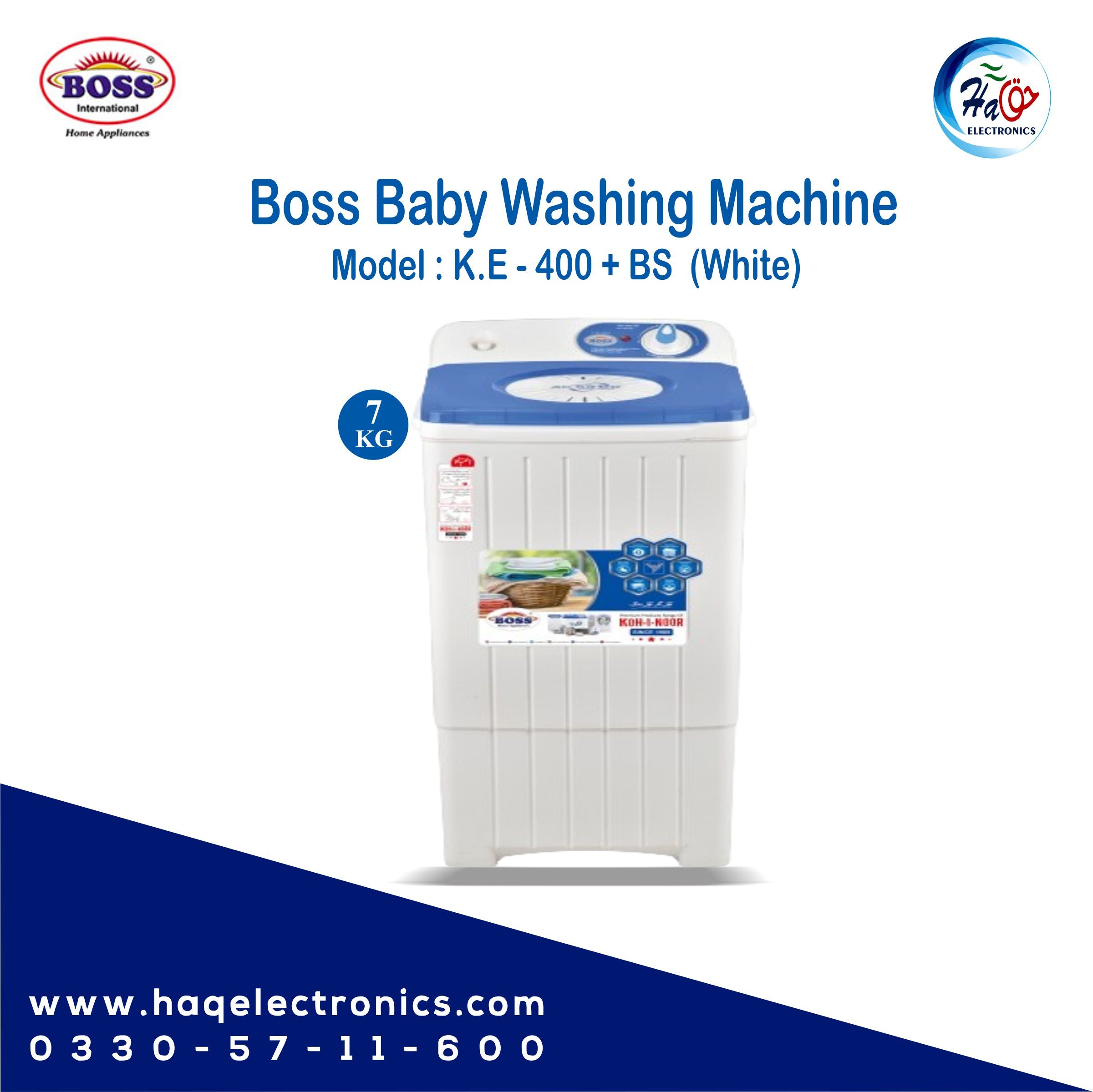 Boss Baby Washing Machine K.E 400 Plus BS White