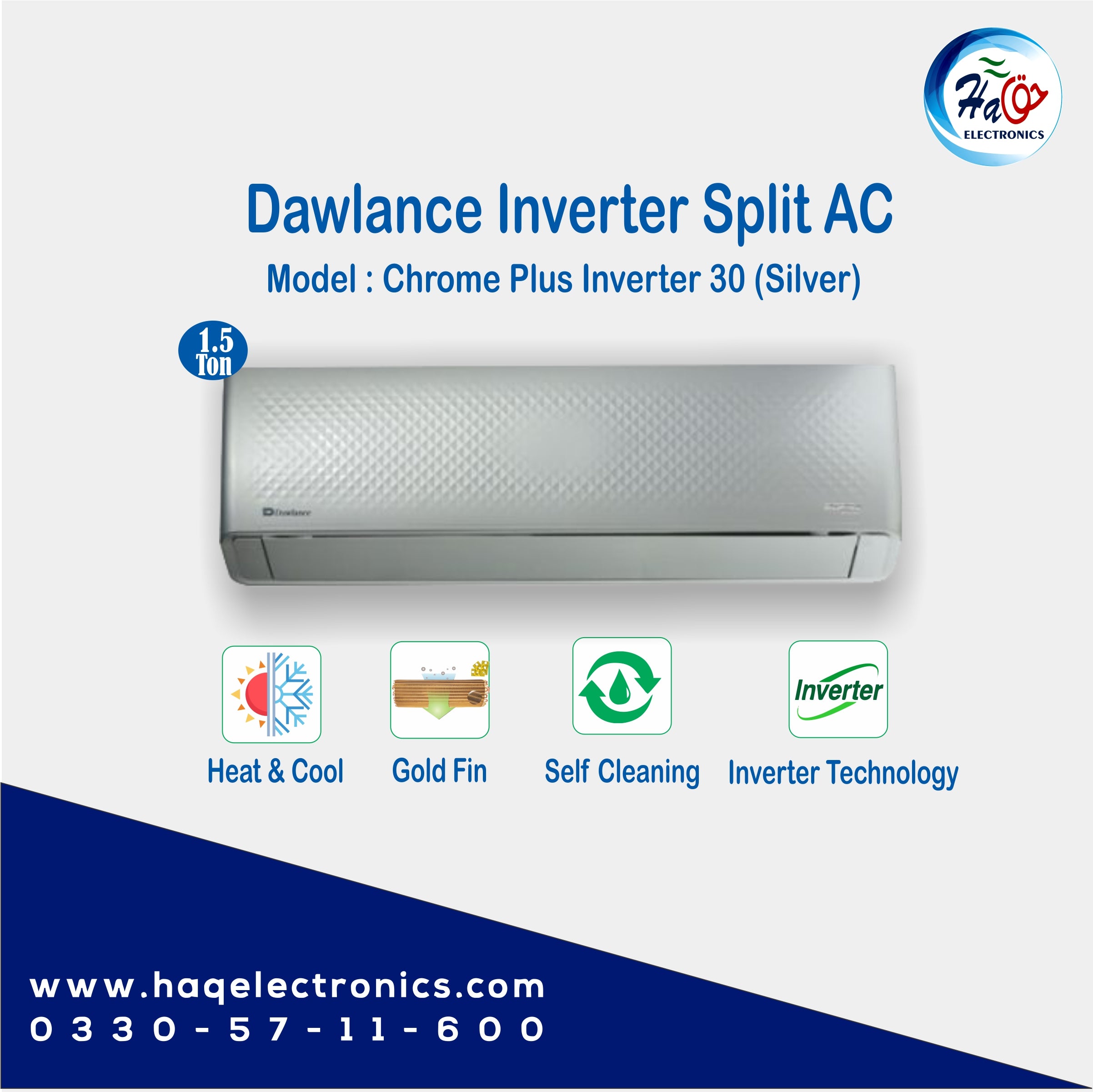 Dawlance Split Air Conditioner Chrome Plus Inverter 30 Silver