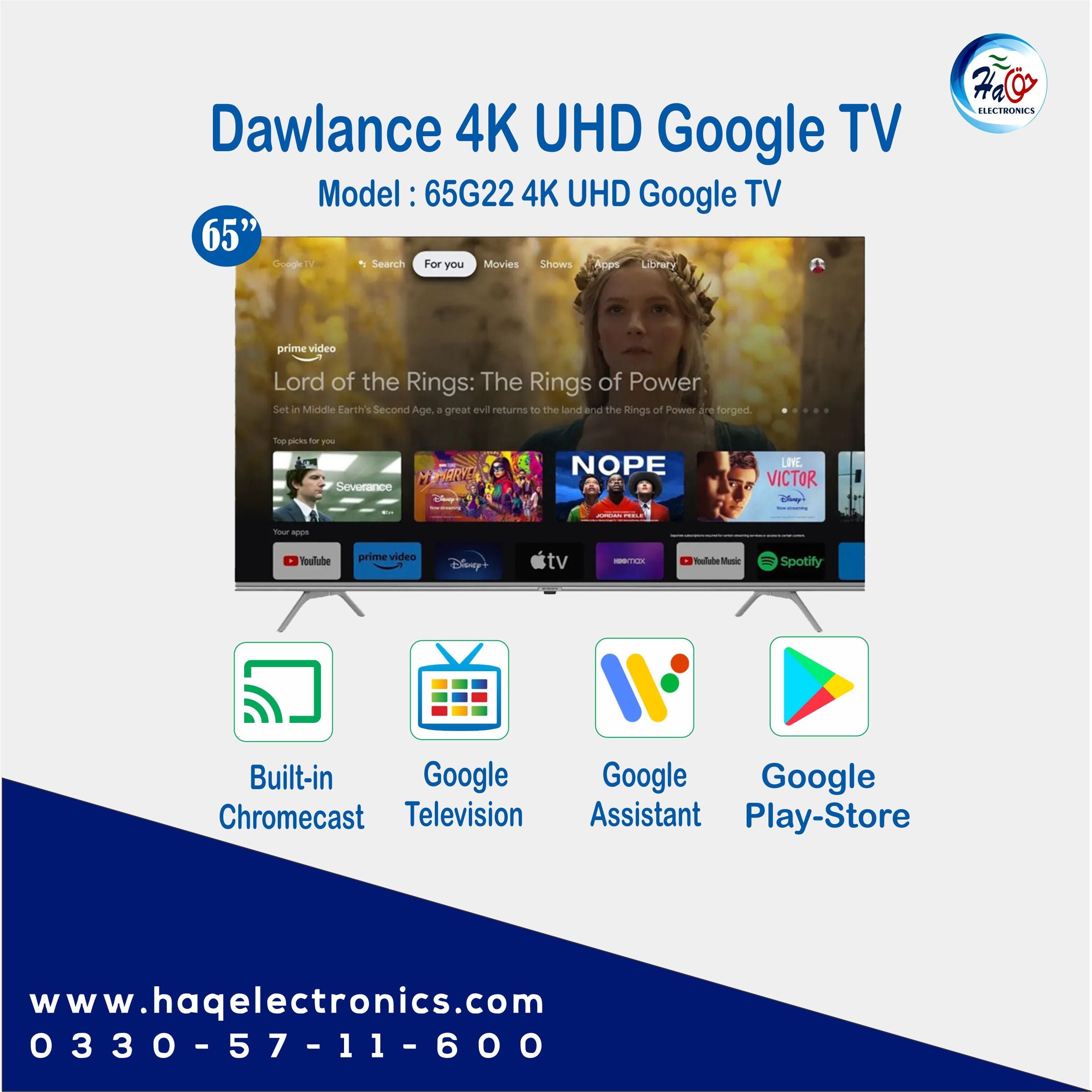 Dawlance led tv 65 Inches 4K Android Smart 65G22