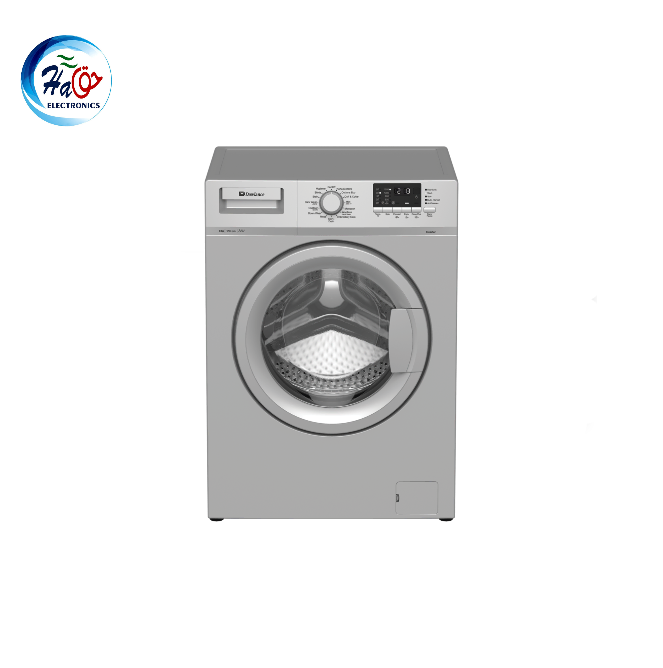 Dawlance DWF-8120GR INV 8kg front load inverter washing machine modern automatic appliance