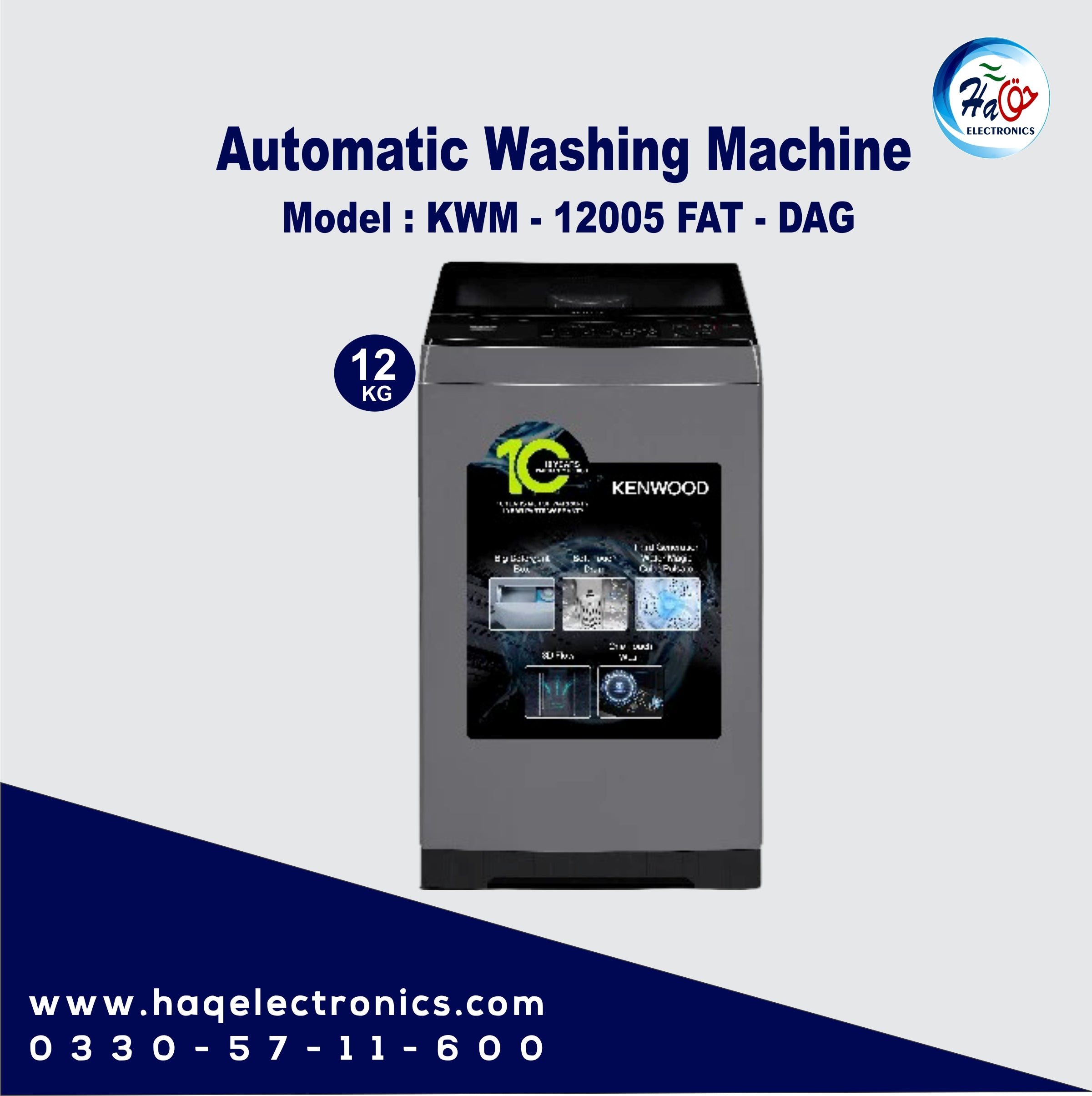 Kenwood KWM-12005FAT-DG Top Load Automatic Washing Machine – 12Kg Capacity