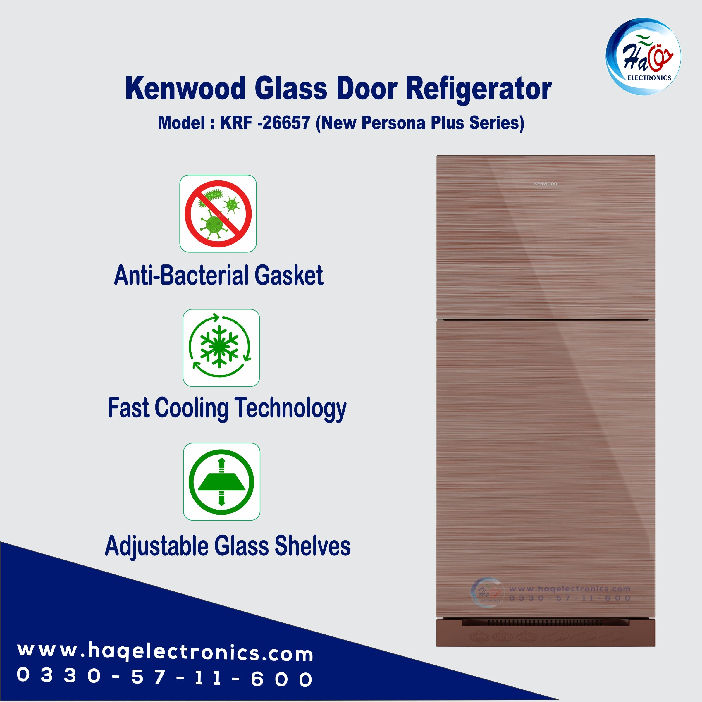Kenwood Refrigerator KRF-26657 | New Persona Plus (Glass Door)