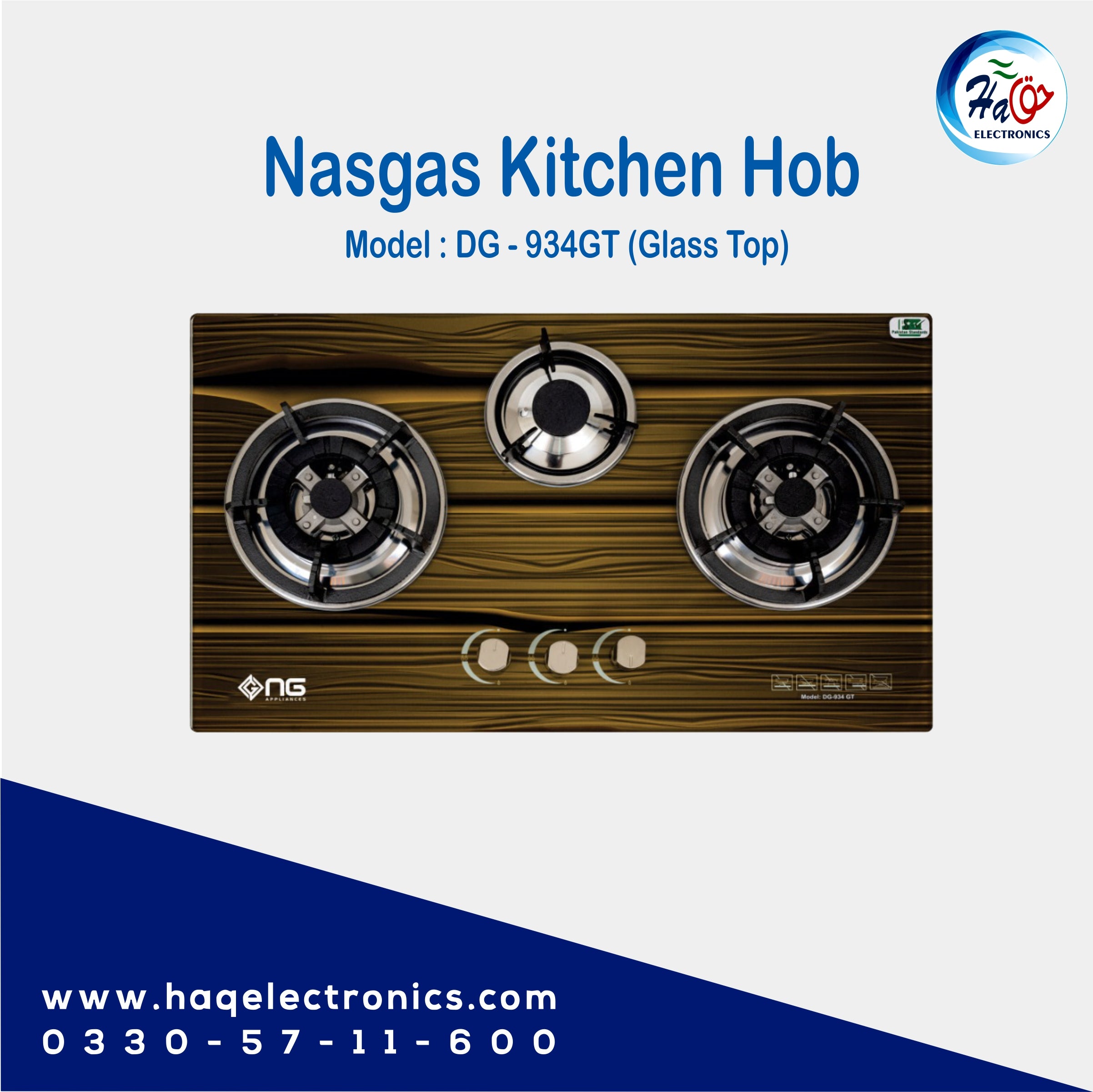 Nasgas Kitchen Hobs DG-934 (Glass Top)