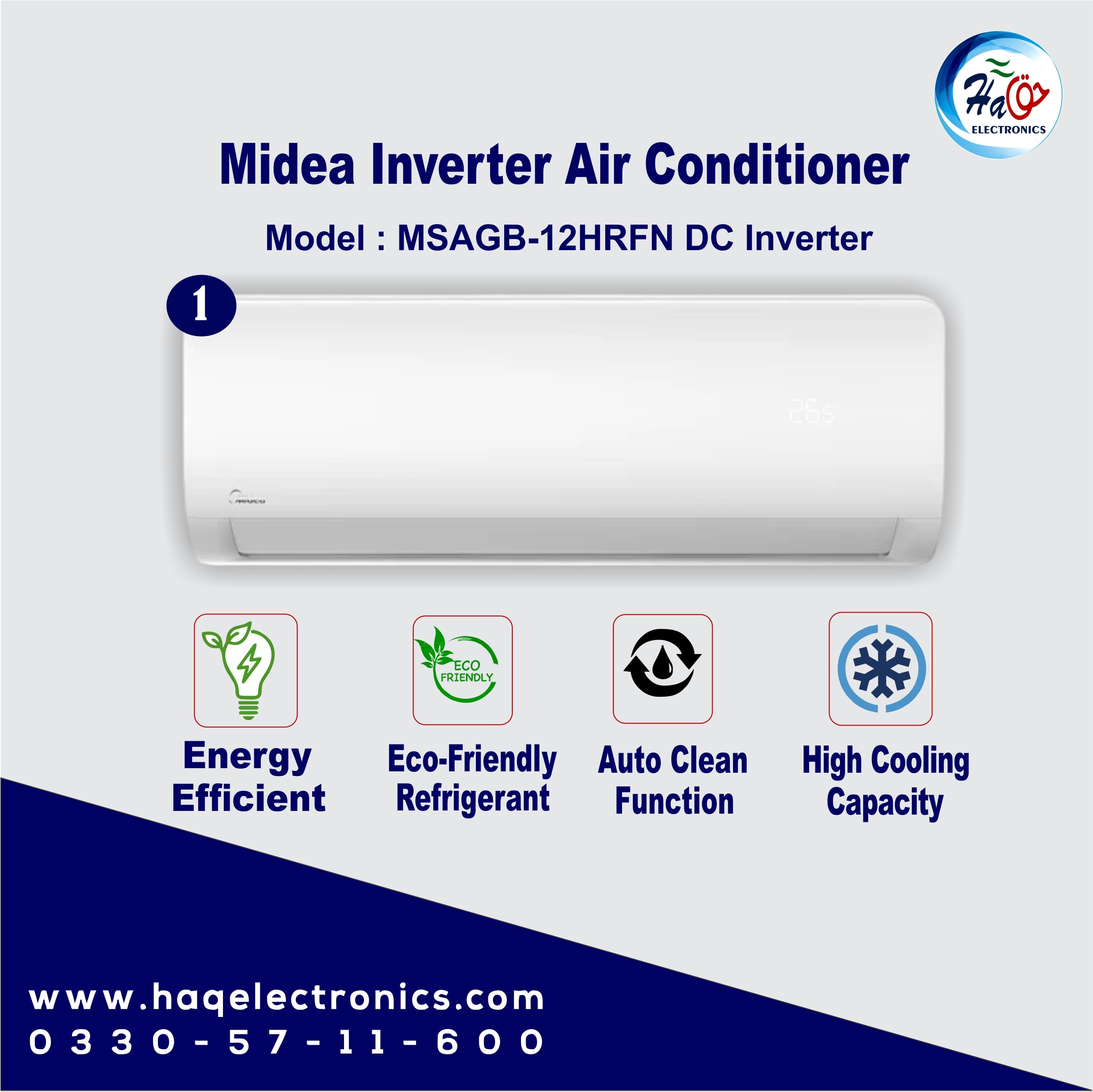 Midea Split Air Conditioner MSAGB-12HRFN DC Inverter R410 T3 